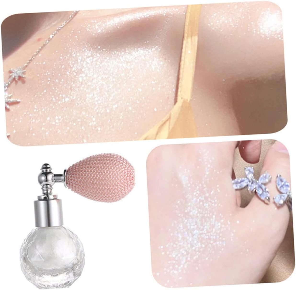 Healeved Diamond Highlight Powder Spray Glitter Makeup Body Highlighter Women Glitter Spray Sparkle Powder Compact image number 2