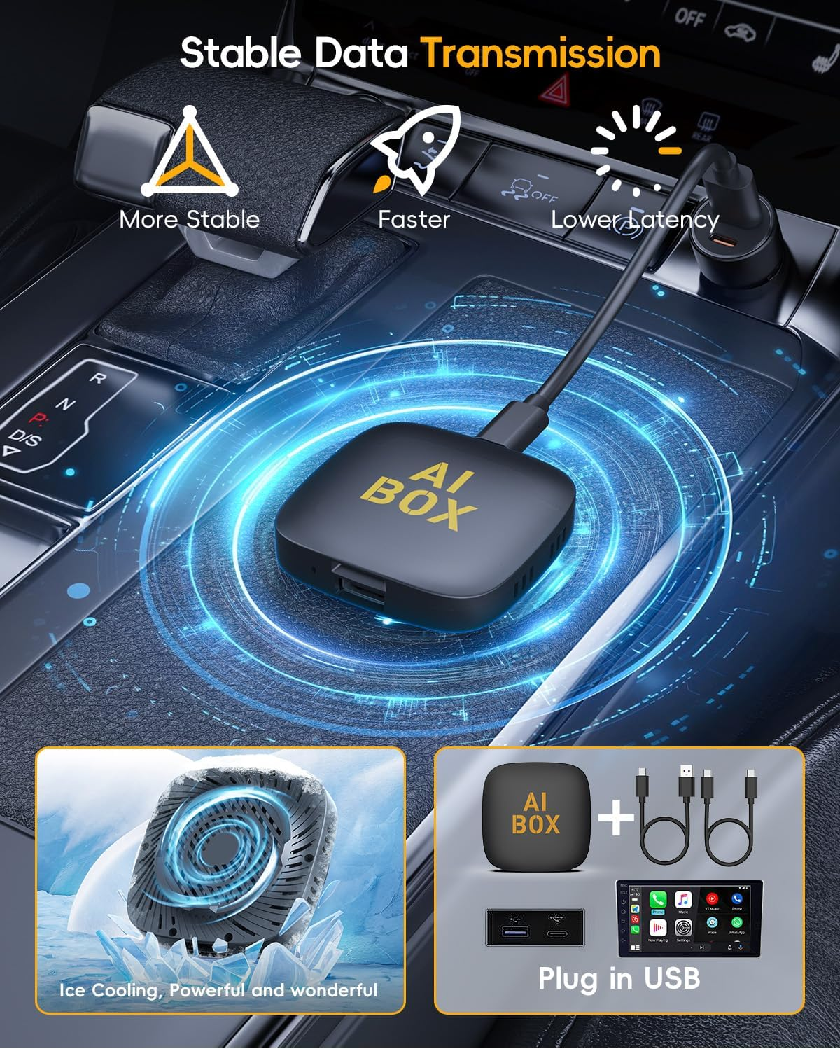 Wireless Carplay Adapter and Android Auto Adapter for Netflix/Youtube Wired to Wireless Carplay Dongle Magic Carplay Ai Box TF Card/U Disk Magic Link Plug and Play image number 3