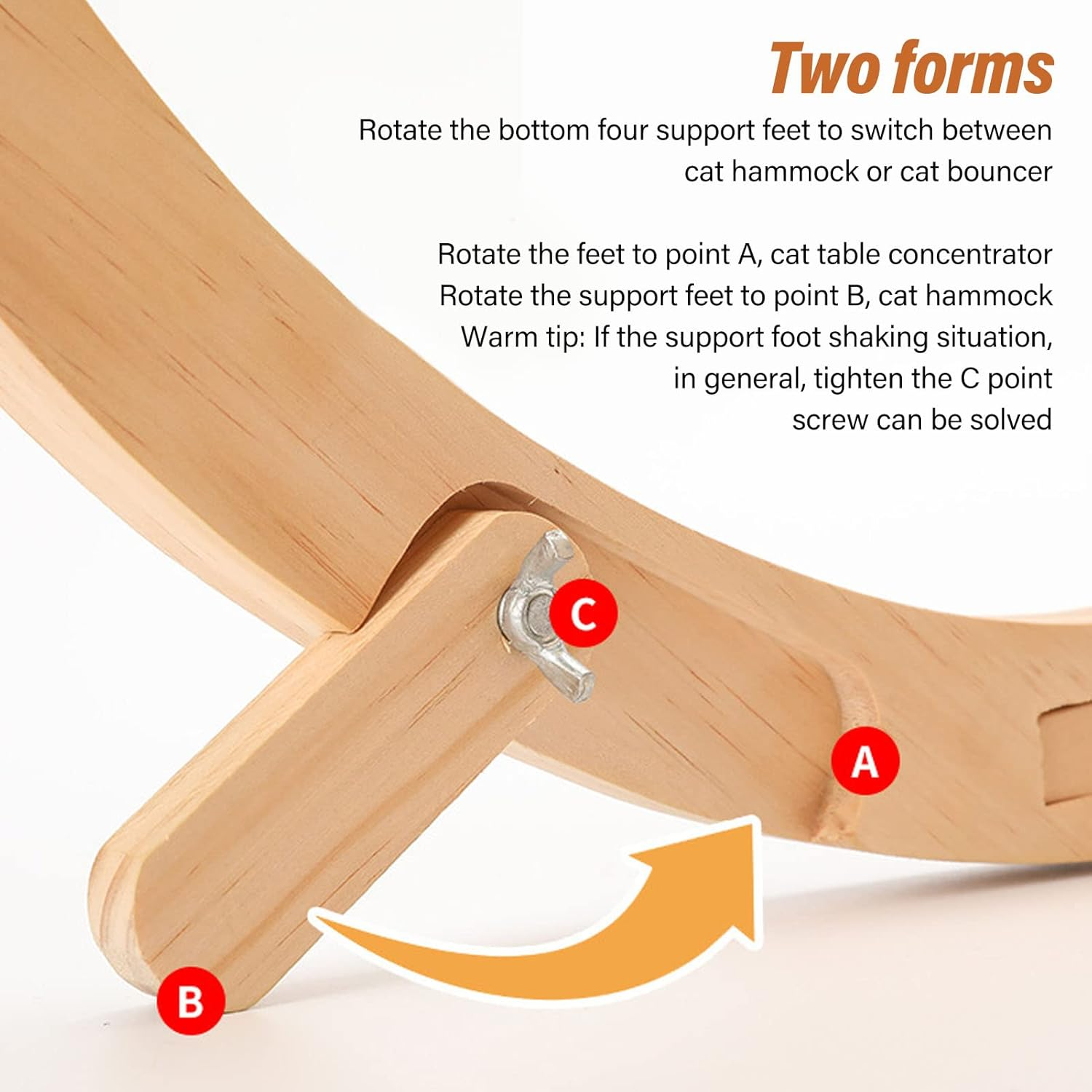 Elevated Cat Hammock Swing Bed,Wooden Cat Hammock Foldable Removable Breathable Slip Resistance Elevated All Seasons Cat Swing Bed for Cats Puppies image number 6