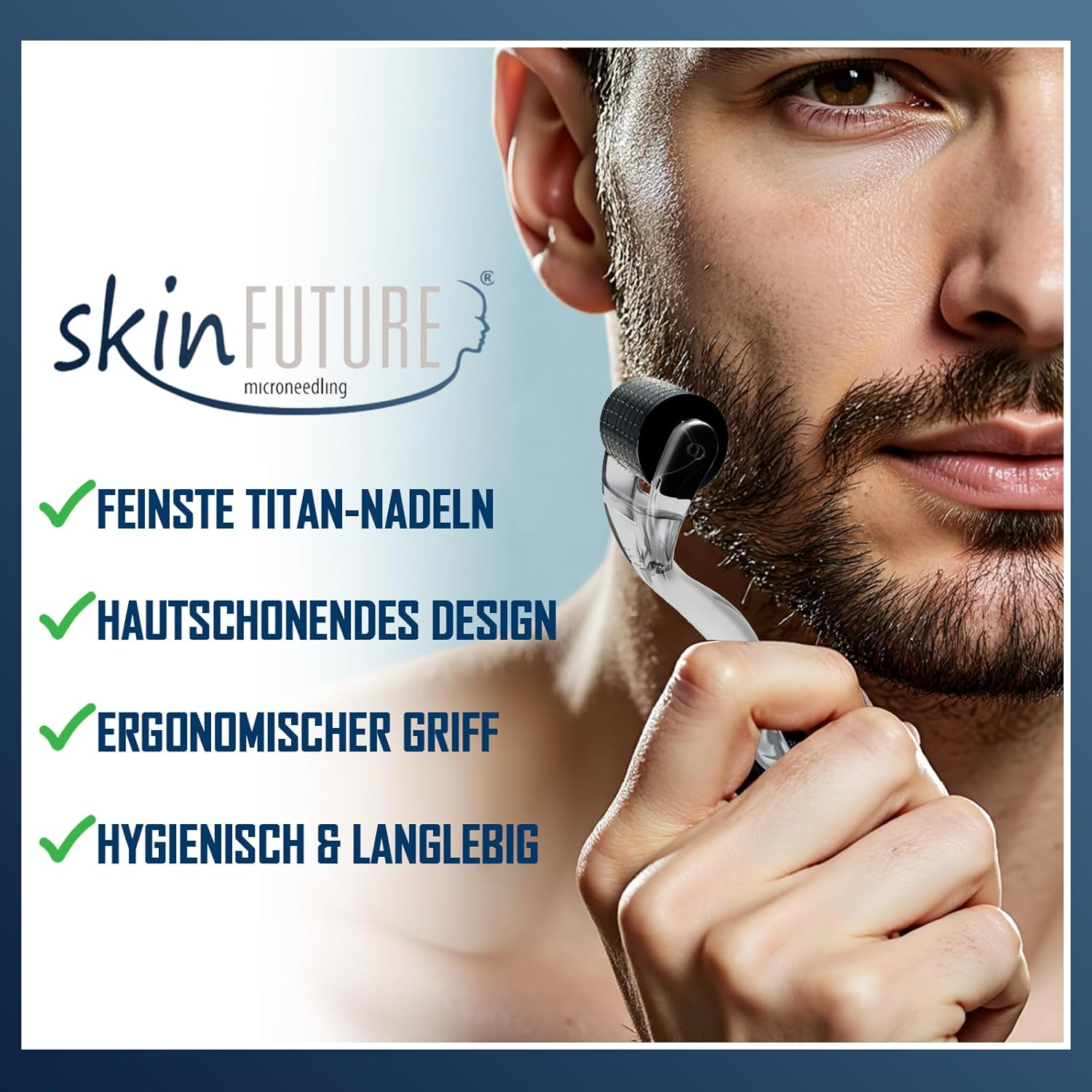 Efficient Microneedling Derma Roller Men - 192 Real Stainless Steel Needles against Hair Loss | Hair Roller & Beard Roller for Hair Growth | Minoxidil Compatible | Beard Care Tool - Skinfuture&reg; image number 6