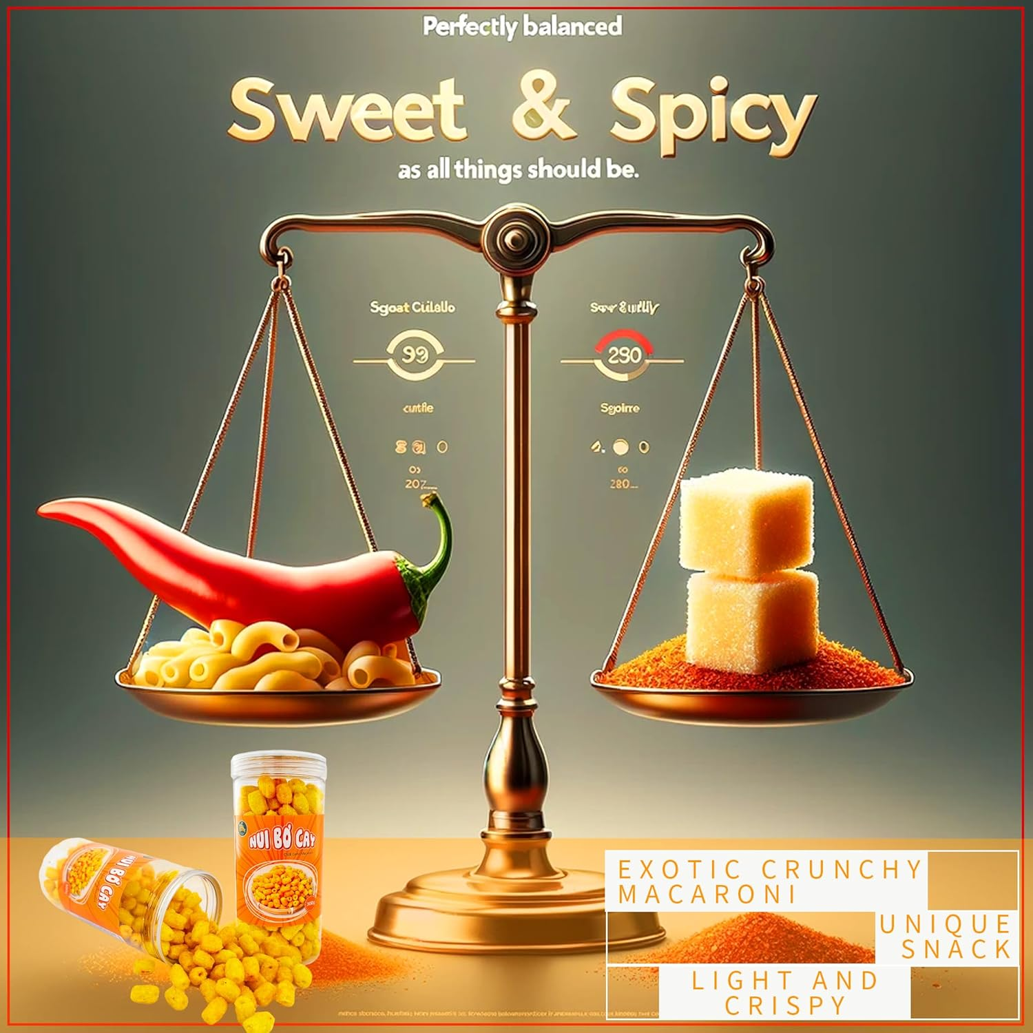 Crispy Spicy Macaroni Snack (Pack of 2) - Perfectly Balanced Chili and Garlic, Sweet and Spicy Snack, Unique Flavor, Crunchy Addictively Delicious Snack for All Occasions Perfect for Sharing, Nui Chi&ecirc;n Bơ Tỏi