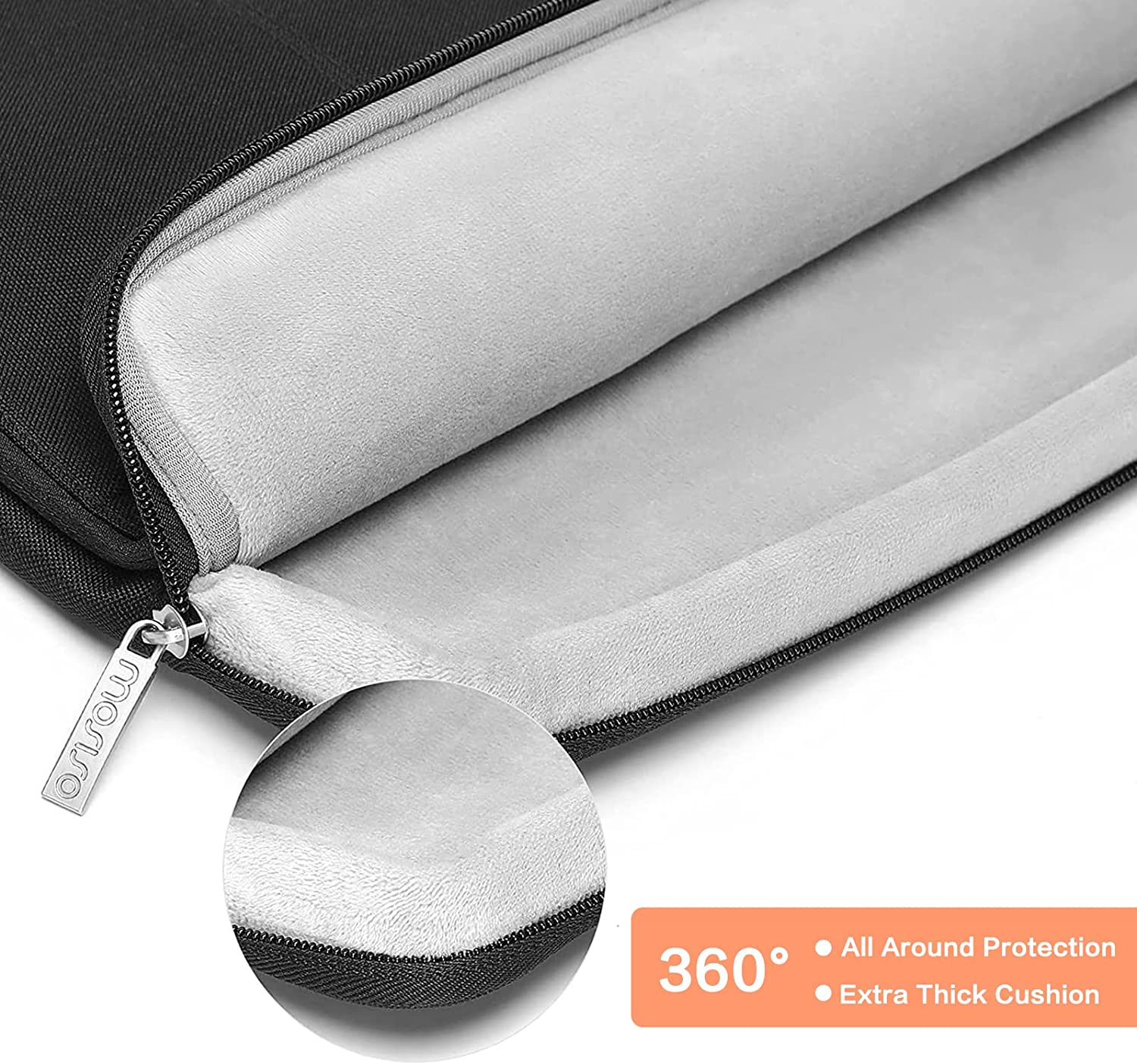 MOSISO 360 Protective Laptop Sleeve Bag Compatible with Macbook Air 15 Inch M2 A2941 2023/Pro 16 2023-2019 M3 A2991 M2 A2780 M1 A2485 A2141, 15-15.6 Inch Notebook with 2 Front Separate Pockets, Black image number 6