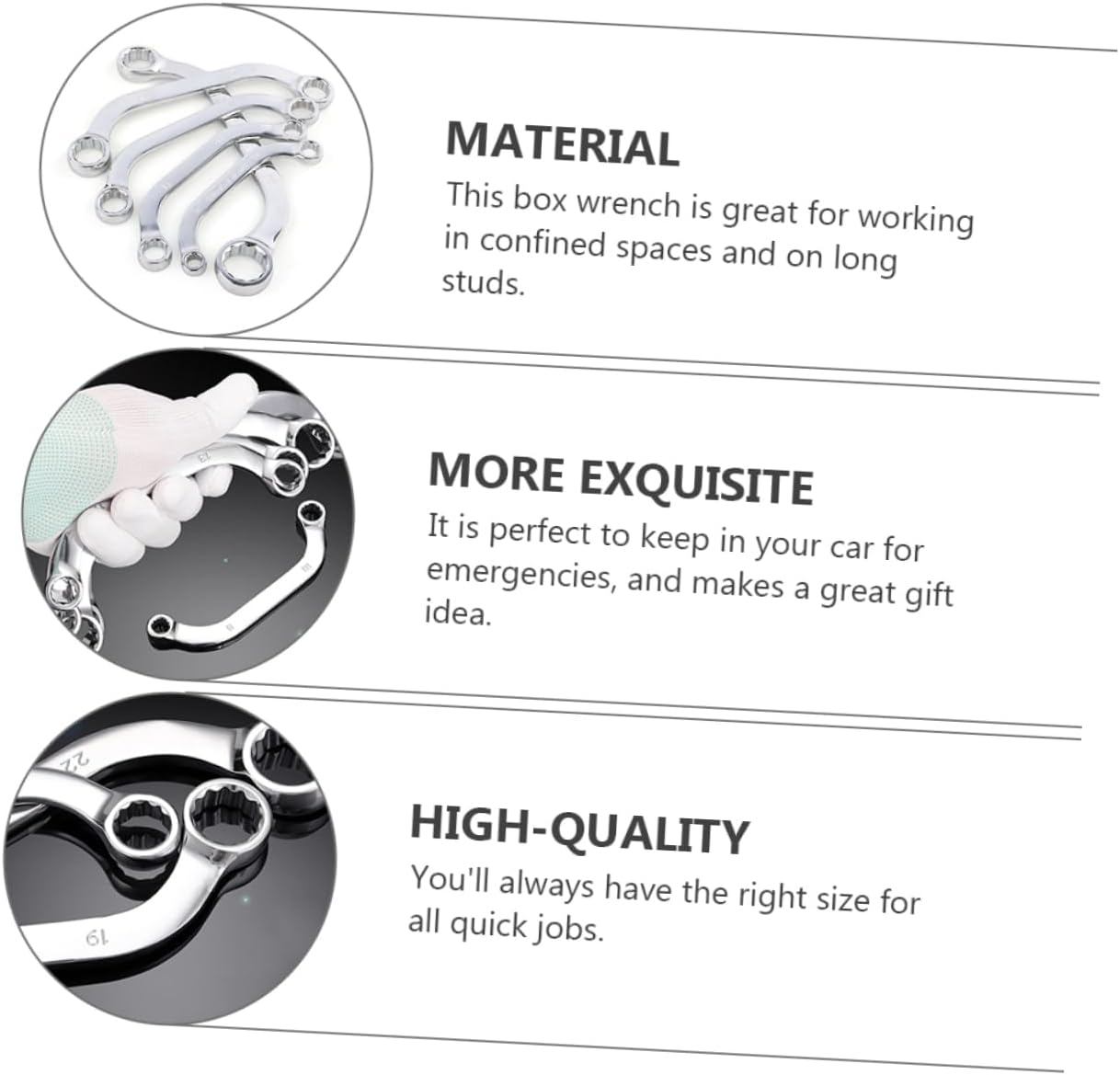 WHAMVOX 5Pcs Chrome-Vanadium Steel Metal Socket Spanner Set, 12-Point Box Wrench Multi-Functional Double-Ended Tool Kit for Automotive Repair and Home Maintenance image number 4