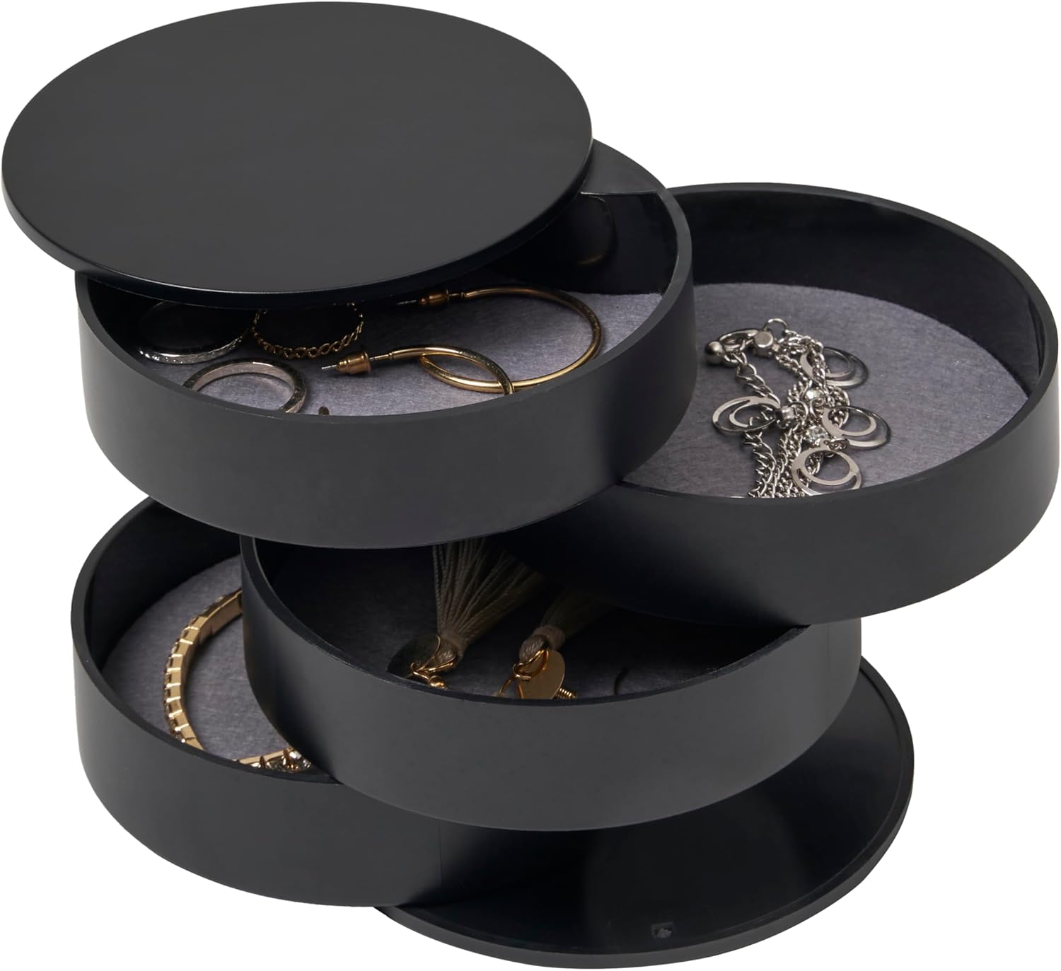 YAMAZAKI Home Tower 4-Tiered Accessory Tray Black