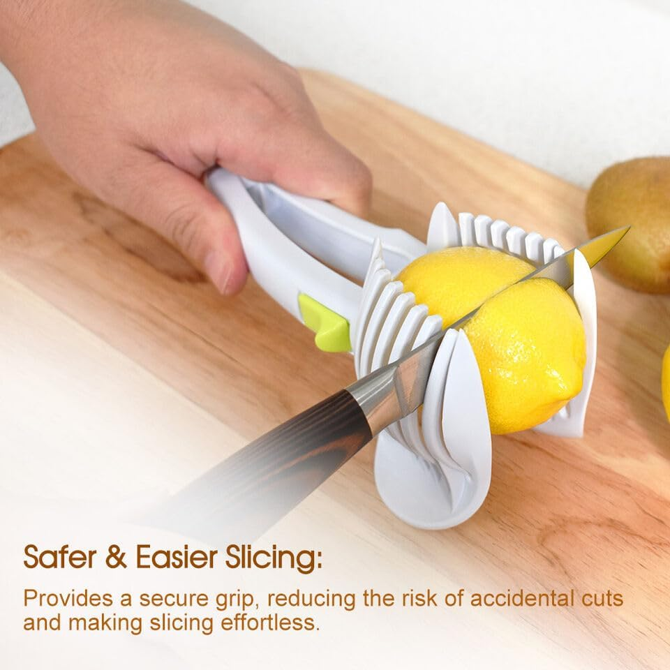 LEDON Slicing Buddy Fruit & Vegetable Cutting Tool Easy Handheld round Vegetable Cutter Tool for Onion, Kiwi & Citrus &ndash; Safe Grip Kitchen Cutting Aid Gadget for Uniform Slices image number 3