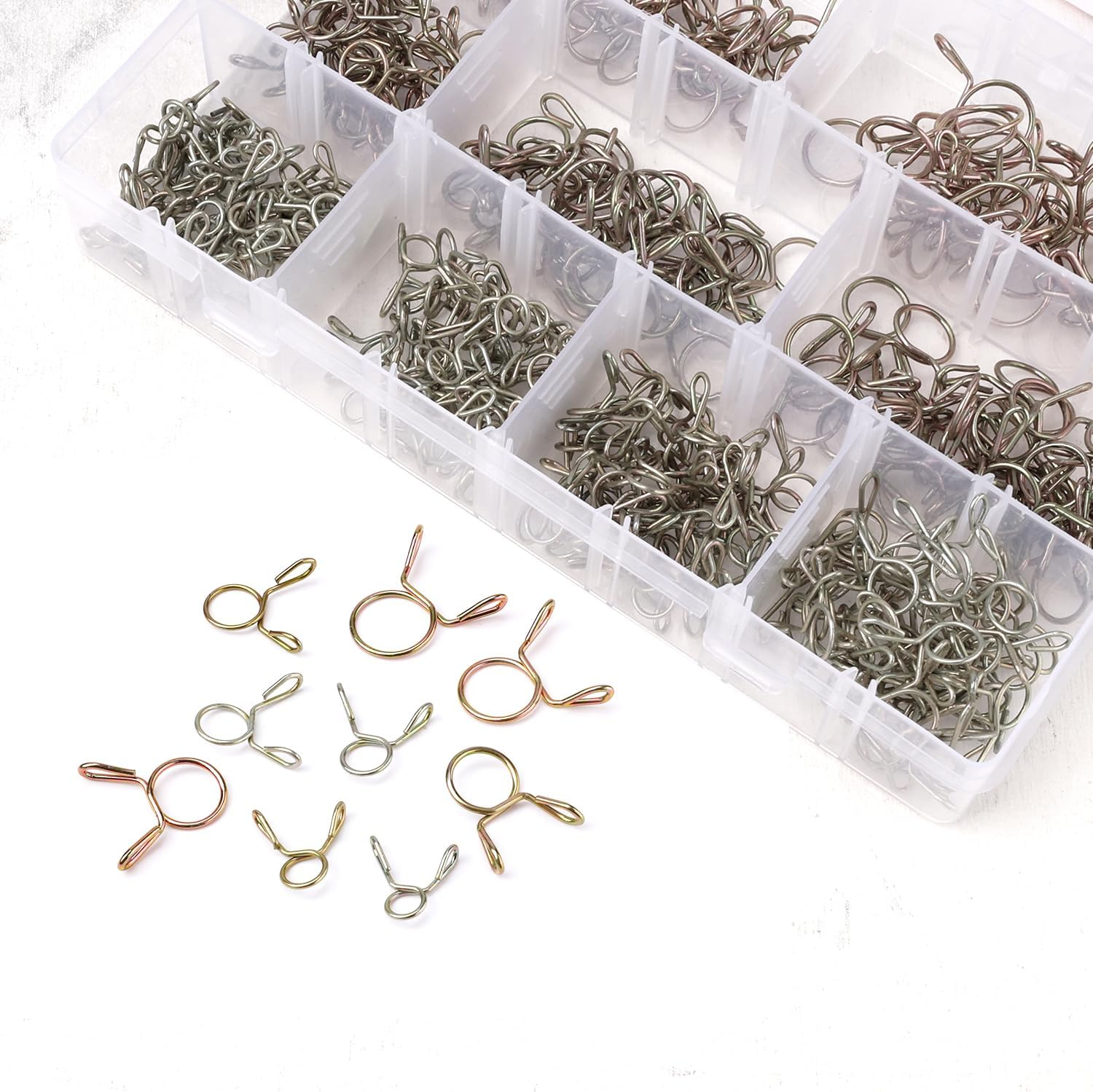 330Pcs Spring Hose Clamps, 5-13Mm Elastic Hose Clamp Small Hose Clamps Water Pipe Spring Clips Air Tubing Spring Clamps Fuel Line Hose Clamp for Moto Scooter ATV