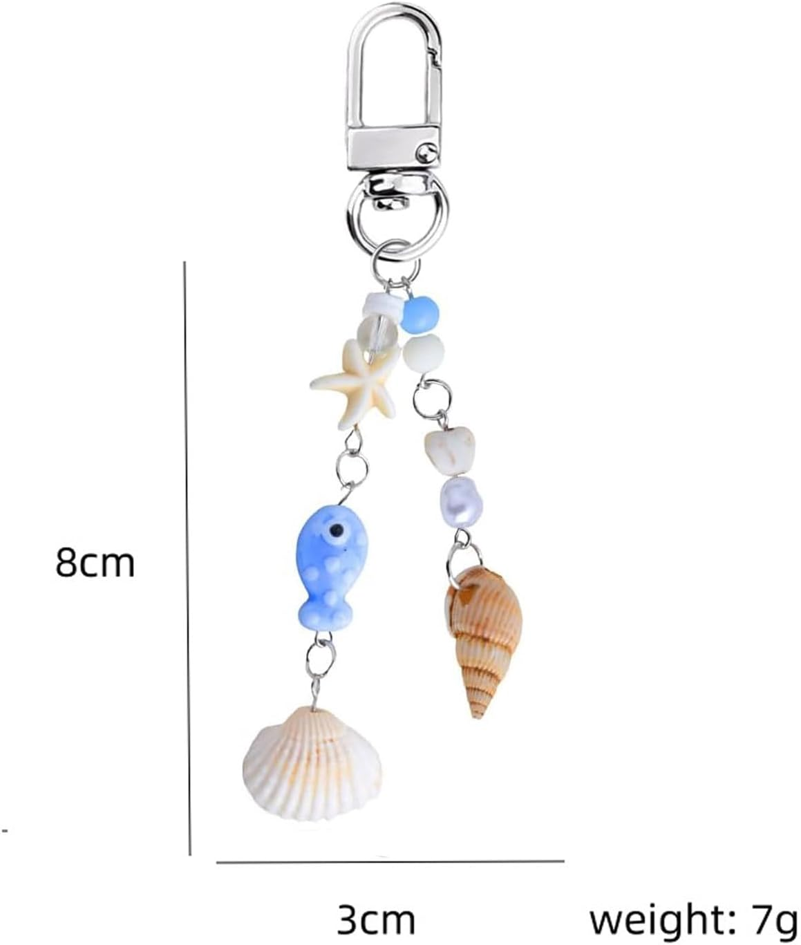 Amaezorx 2 Pcs Ocean Theme Keychains Set - Seashell & Starfish Beach Bag Charms, Cute Sea Creature Key Rings for Women Girls, Nautical Decor for Backpack Purse Wallet Accessories image number 2