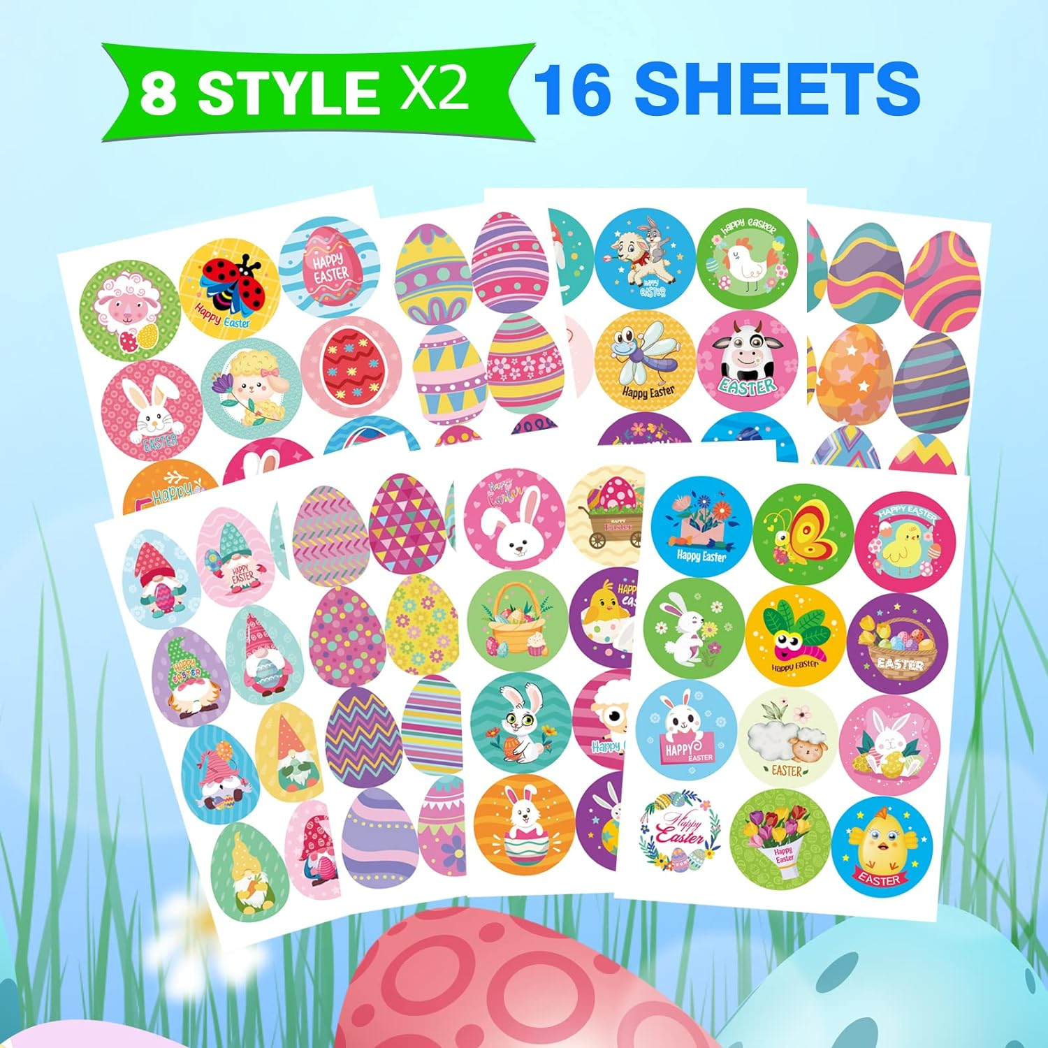 Easter Stickers Bunny Egg Happy Easter Day Sticker for Kids Stickers for Scrapbooks Envelopes Gifts Cards Self-Adhesive Decorative Stickers for Party Supplies image number 3