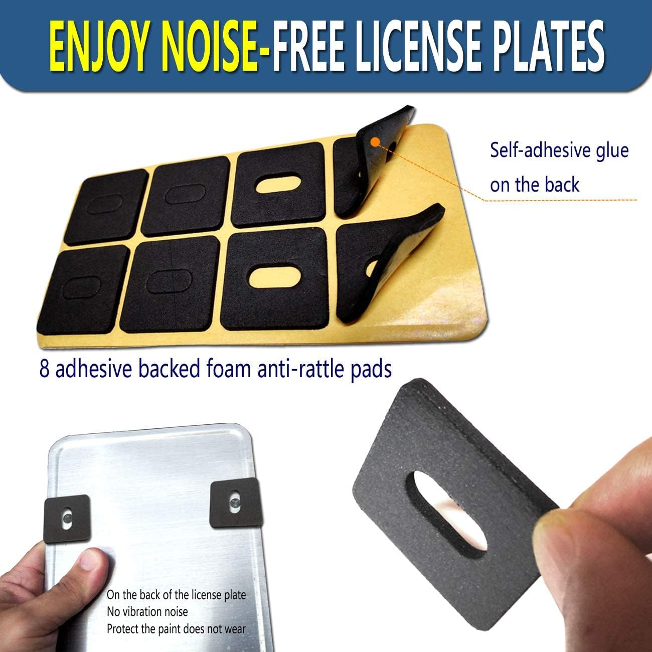 Anti Theft License Plate Screws, Stainless Steel Bolt Fasteners Kits for Car Tag Frame Holder, Tamper Resistant Mounting Hardware, Security Fastener Hardware and Black Caps (Black) image number 1