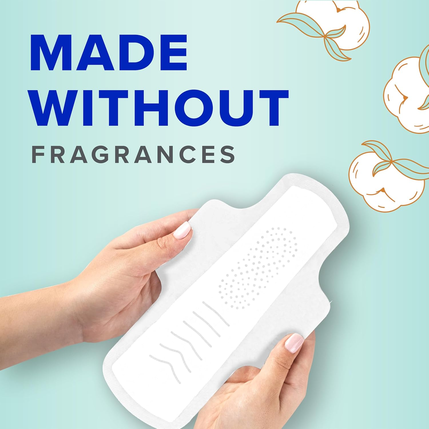 Always Pure Cotton with Flexfoam Pads for Women Size 2 Heavy Flow Absorbency, with Wings, 24 Count (Pack of 3, 72 Total Count) image number 1