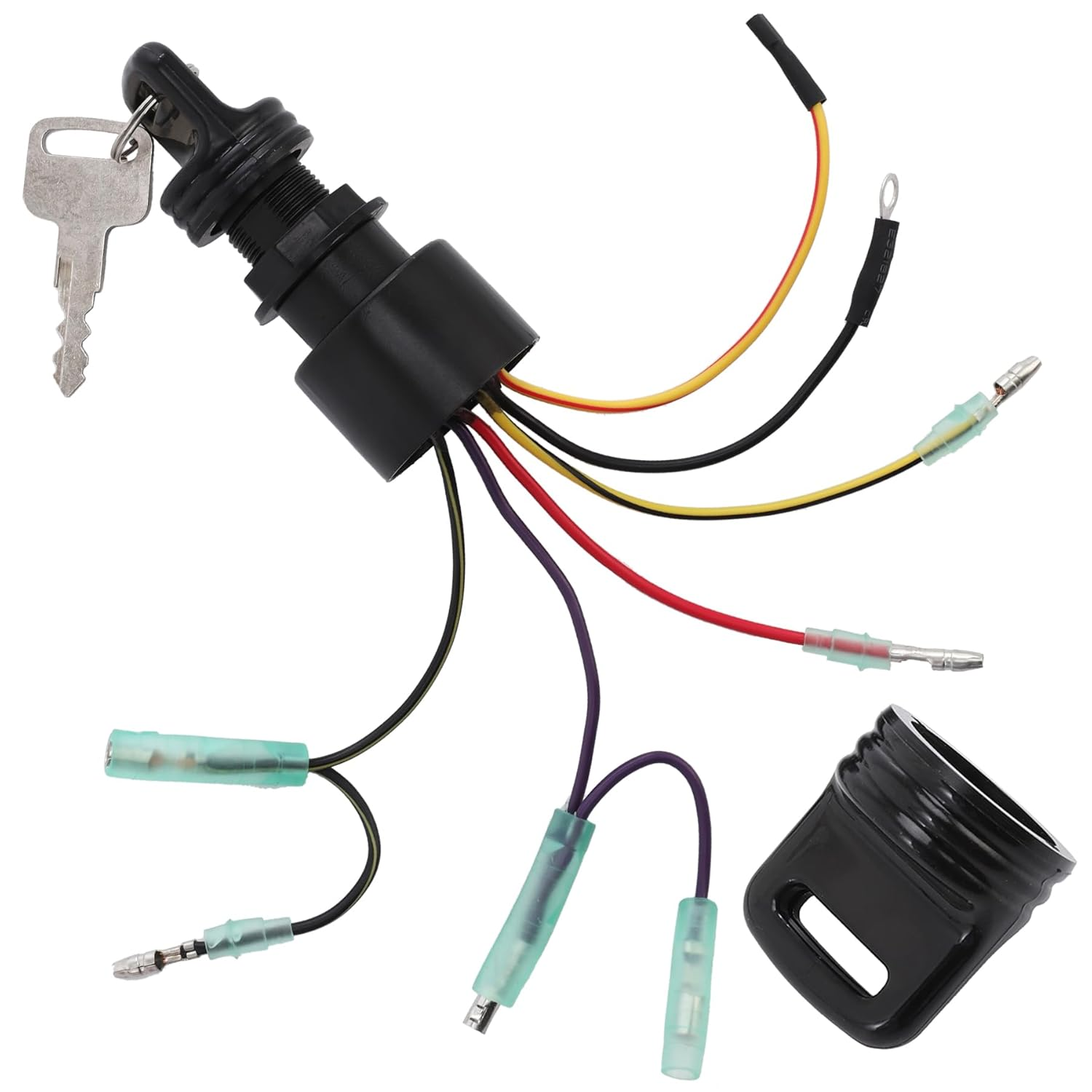 Boat Ignition Switch with Key Fit for Mercury Mariner Outboard Motor Control Box with 2 Keys 6 Wire Connectors 3 Position - Replace Mercury Ignition Switch 87-17009A5 87-17009A2 image number 4