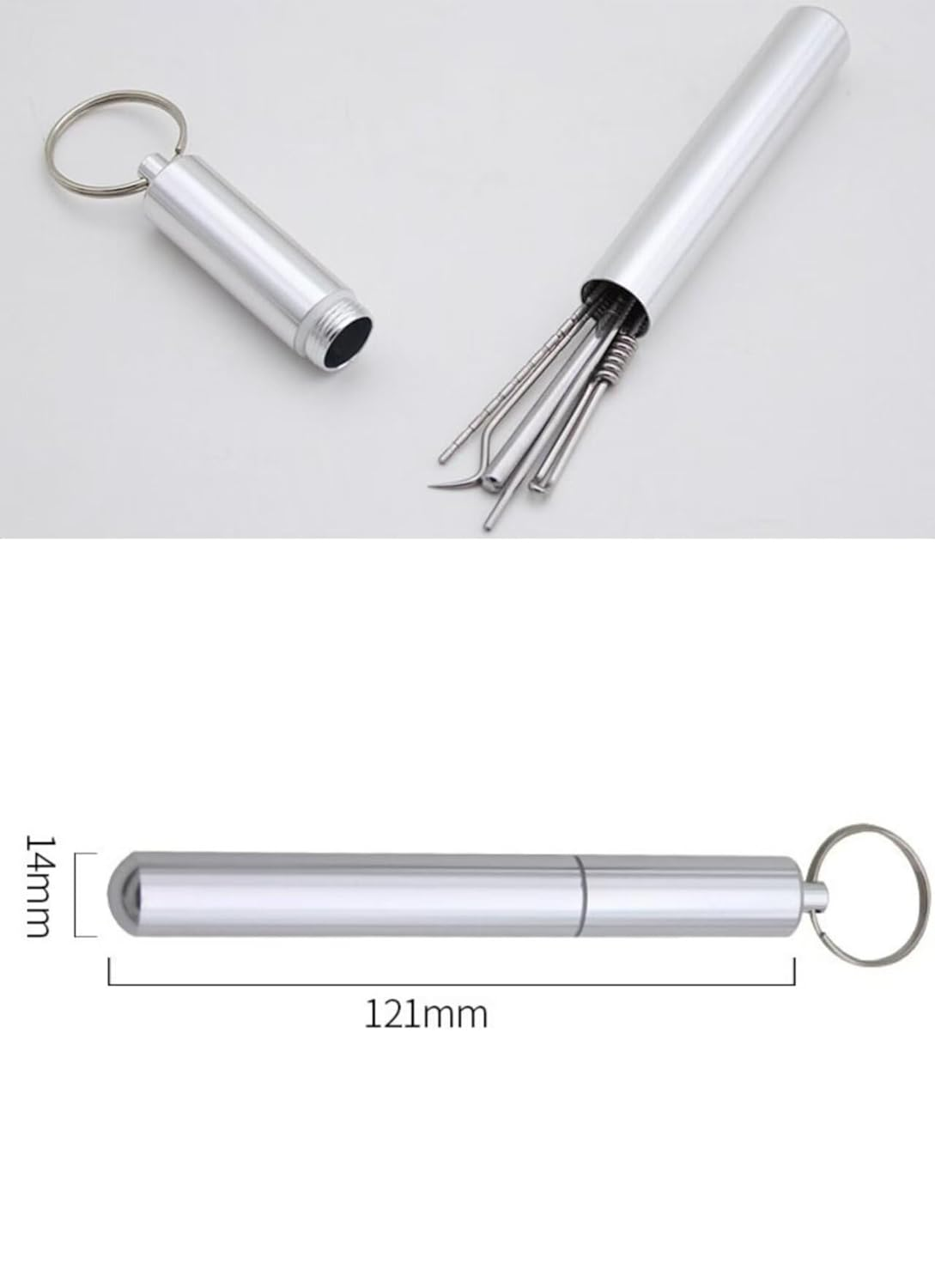 Aluminum Waterproof Storage Tube Holder Case,5Pcs Toothpick Holder Pocket Storage Tube,Waterproof Pocket Tube Container Holder with Keychain,Metal Portable Toothpick Holder Pocket Toothpick Holder Box image number 6