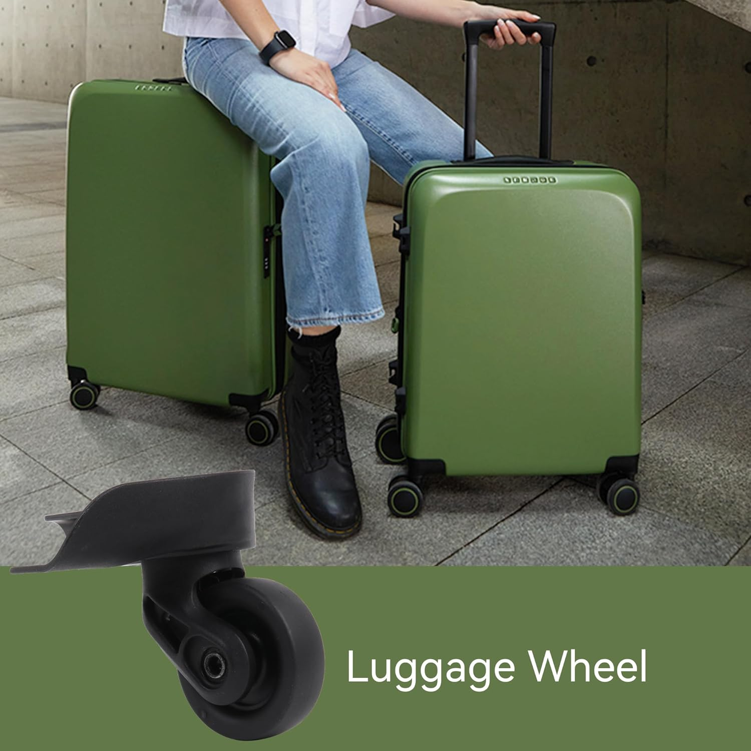 2 Pair Replacement Wheels for Luggage 360 Swivel Suitcase Casters Black 1.42 Inch Black
