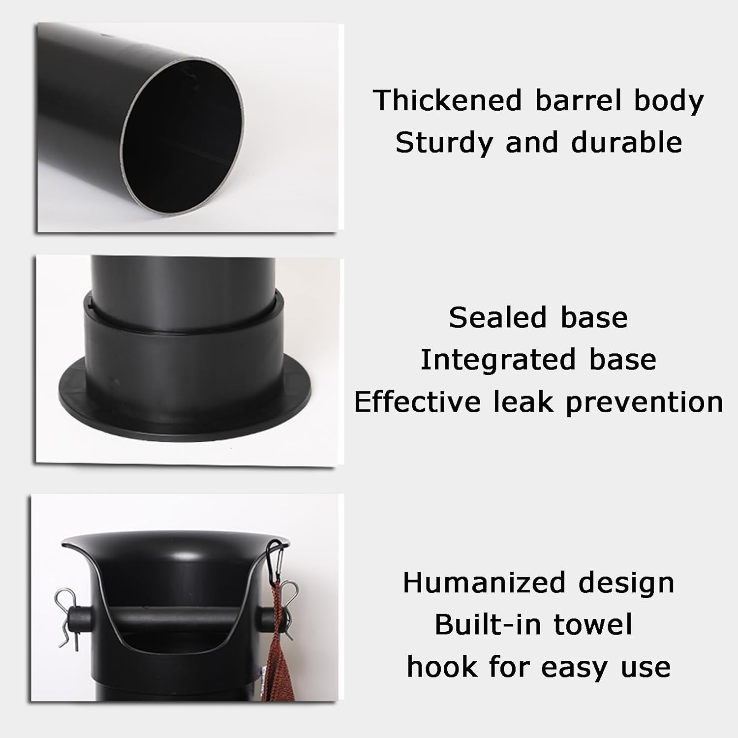 Coffee Knock Box, with Garbage Bags and Towel, 17L Espresso Grind Dump Collection Bin,For Household Teahouse(White) - Black image number 4