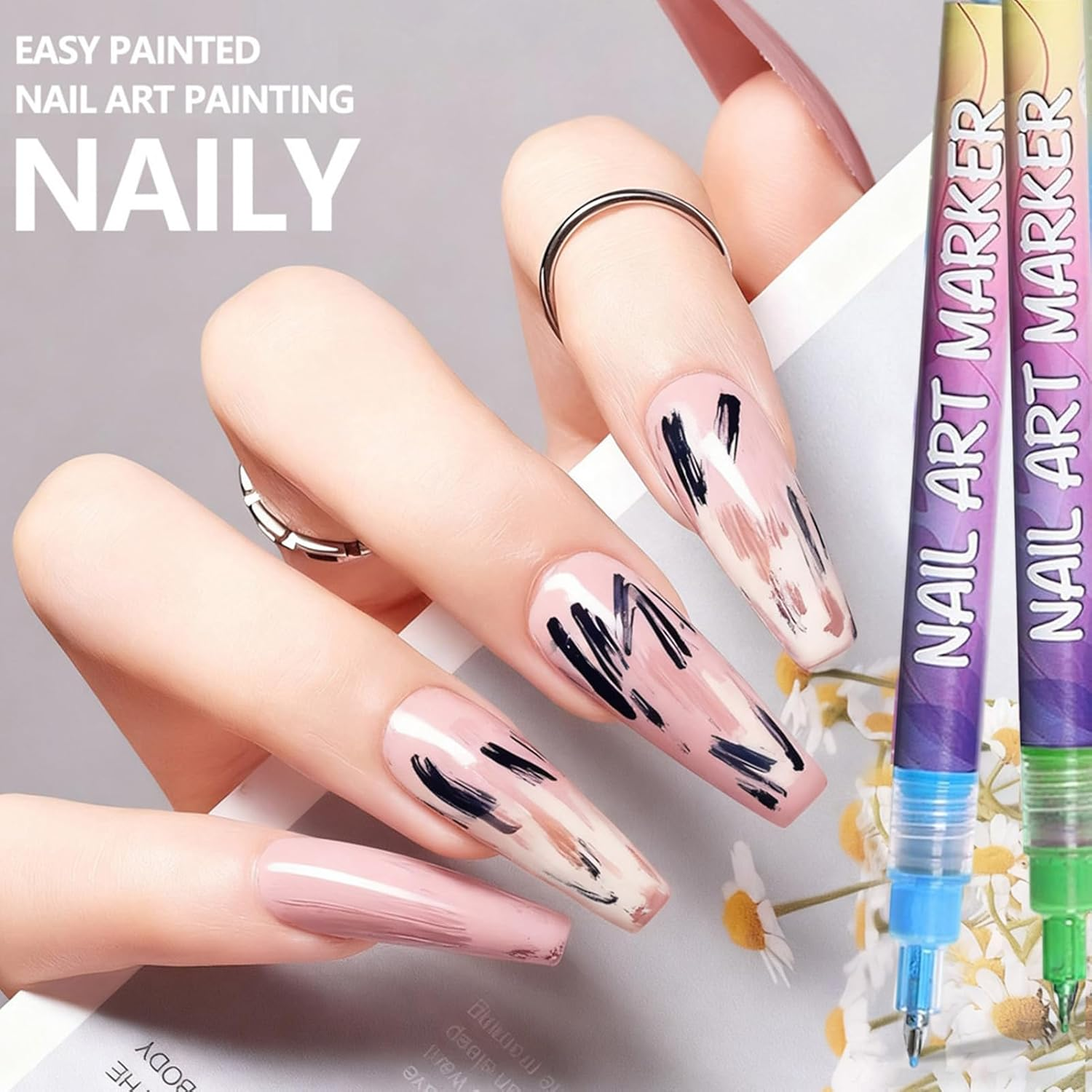 Nail Pens | Art Fast Drying Smudge Proof Liner - Gel Nail Paint Art Pens - for Kids Girls Women Beginner Fingernail Canvas Craft Salon Home Supplies image number 2