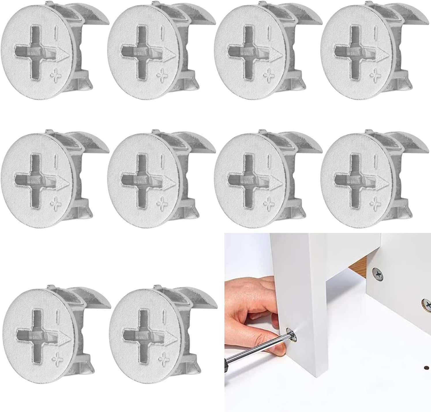 10PCS Durable Cam Lock Set for Drawers & Wardrobes &ndash; Anti-Corrosion, Secure Furniture Connector image number 1