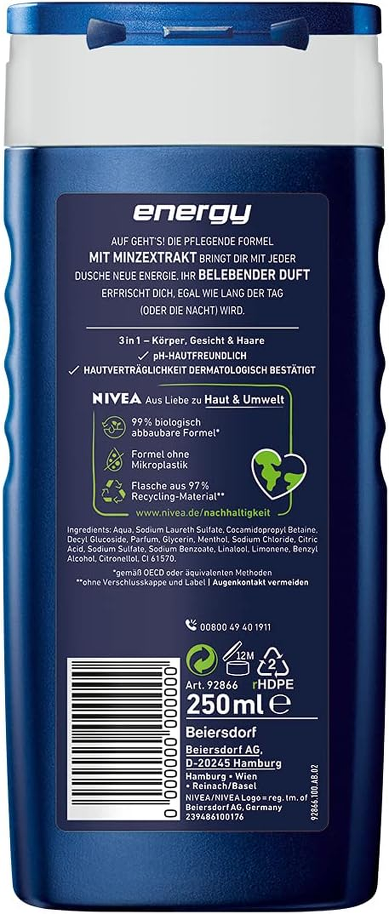 Nivea Men Energy Shower 250 Ml image number 5