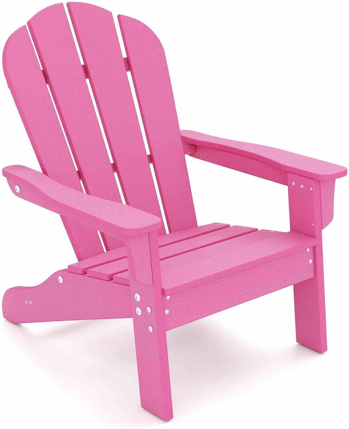 Costway Kid'S Adirondack Chair, All-Weather HDPE Toddler Lawn Chair with Ergonomic Design, Kid'S Outdoor Patio Furniture for Toddlers Boys Girls Ages 3-8 Years Old (Pink)