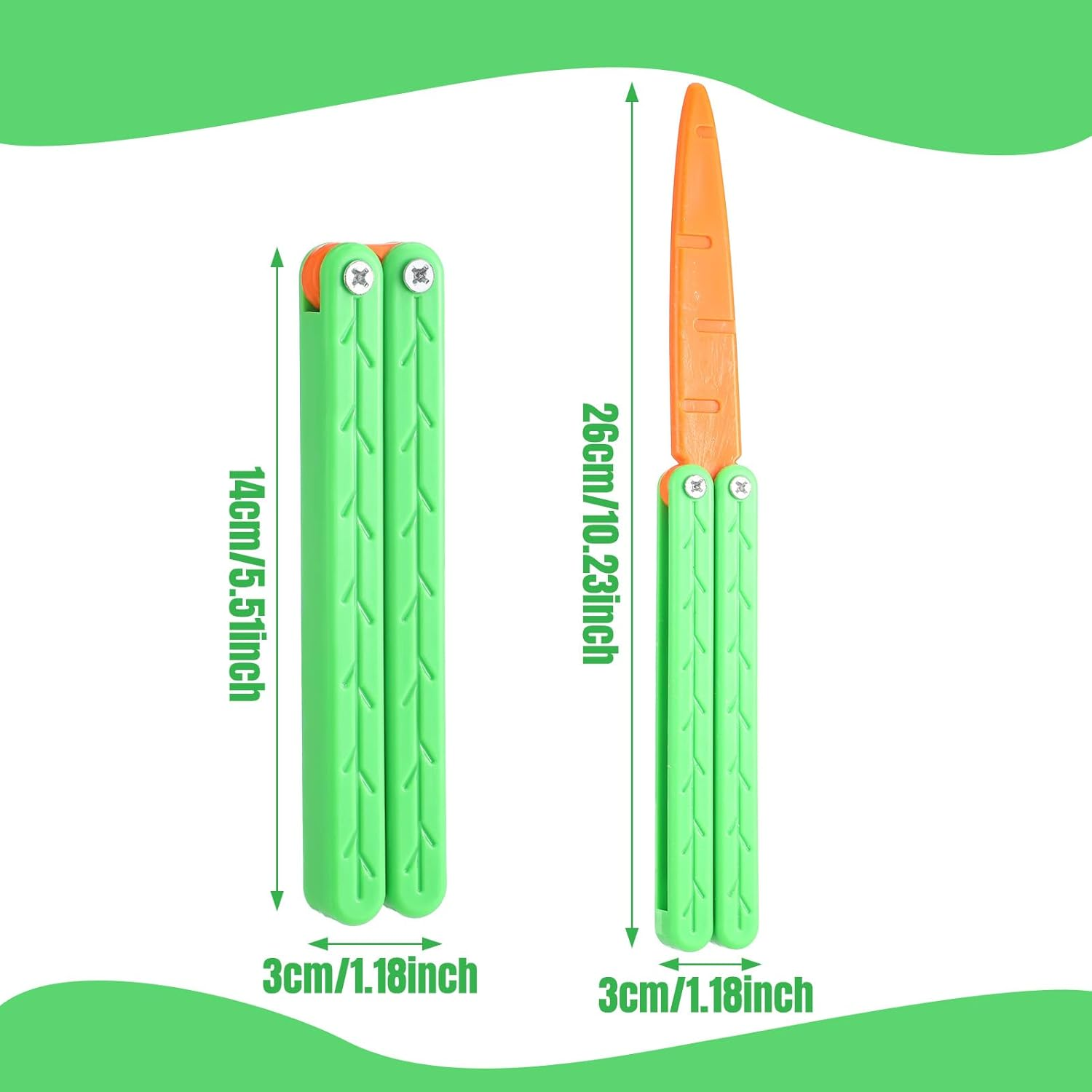 Easter Toy Knife Butterfly Toy Knife Plastic Carrot Knife Toy Gift for Adults ADHD Fidget Toys Stress Sensory Toy for Autism ADD Anxiety Relief, Large(6 Pcs, Normal) image number 3