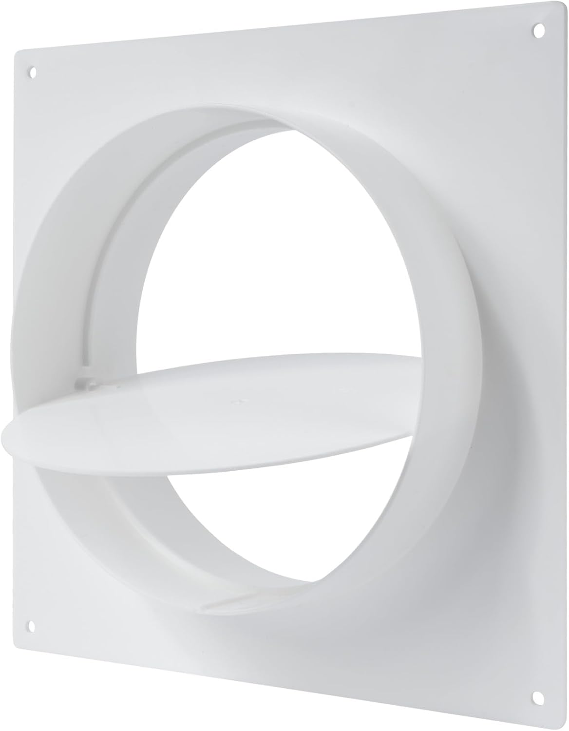 Vent Systems 6" Inch Air Vent Duct Connector Flange Straight Ventilation Pipe Plastic Ducting Connector Plate for Cooling Heating Ventilation System HVAC with Valve image number 3