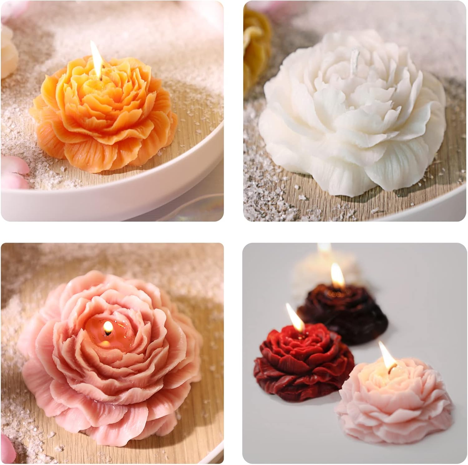 Flower Silicone Mold, Candle Molds, 3D Peony Candle Mould Soap Muffin Chocolate Wax Ice Epoxy Resin Mold DIY Mould for Craft Handmade Gift image number 6