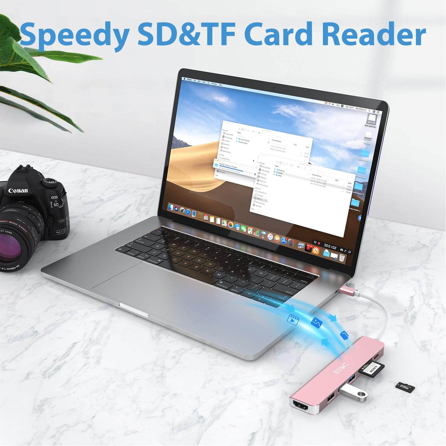 JESWO USB C Hub,Usb C Adapter, 7 in 1 Multiport Adapter with USB C to HDMI 4K, USB 3.0 USB-A Port, 100W PD, SD/TF Card Reader, USB C Dock for Thunderbolt 3 Macbook Pro/Air, Ipad Pro, Type C Laptop image number 1