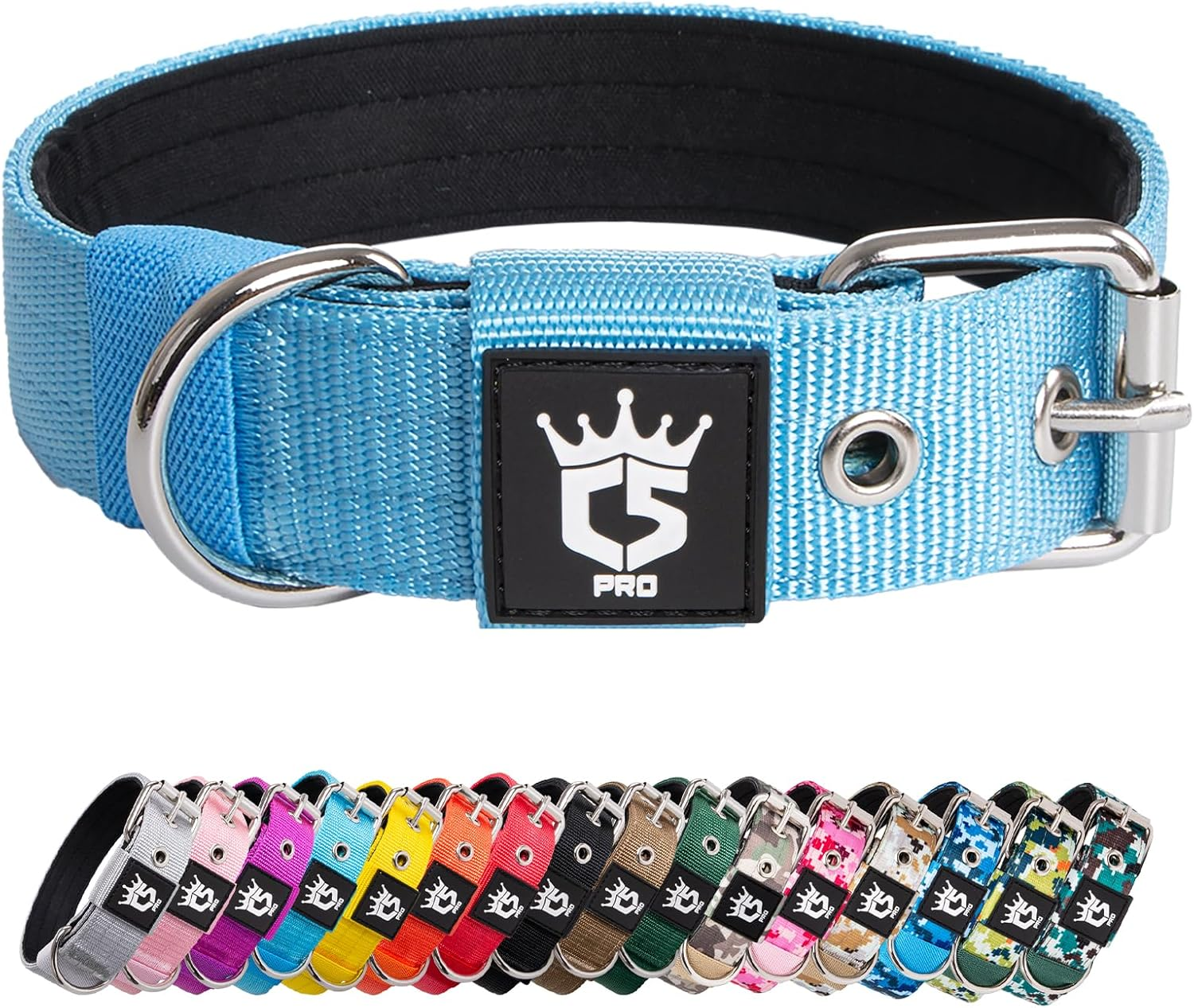 TSPRO Tactical Dog Collar 1.5 Inch Wide Dog Collar Military Grade Strong Dog Collar Thick Dog Collar Heavy Duty Metal Buckle Dog Collar(Khaki-M)