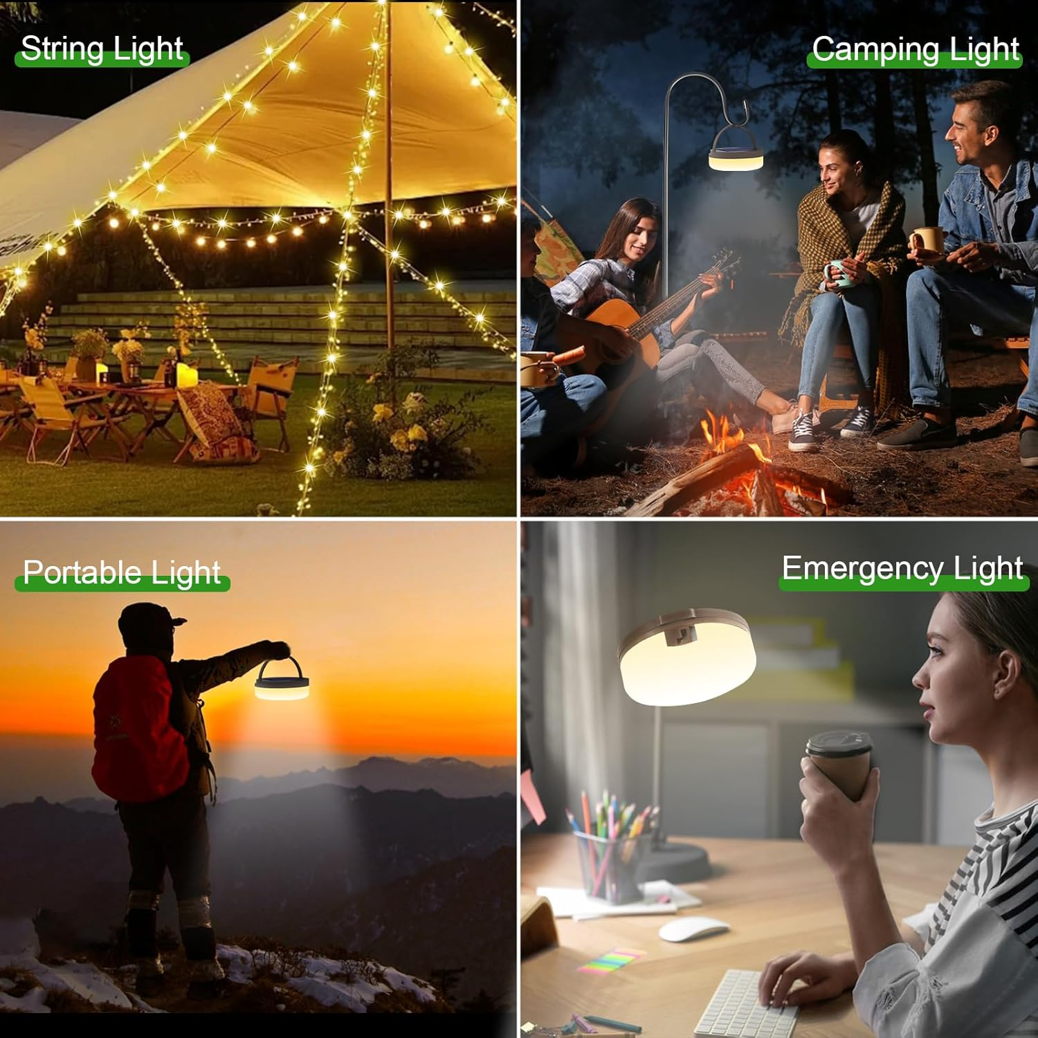 Solar Camping String Light, 12.8M 128 LED Solar Portable Waterproof Camping Lights with Remote, USB Type-C Rechargeable Portable Camping Lights with 8 Lighting Modes for Garden Party Decorations image number 2