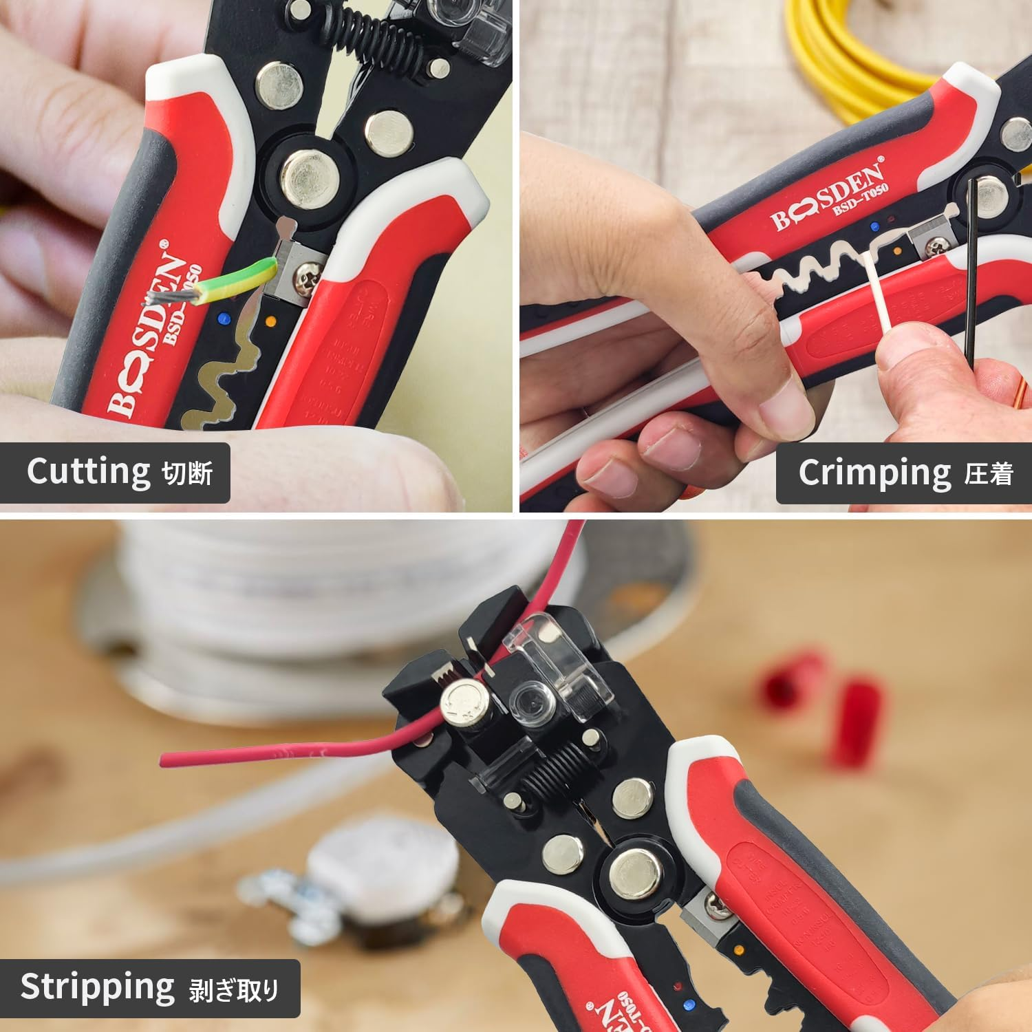 BOOSDEN Wire Stripper, Self Adjusting Universal Wire Stripper Tool, Automatic Wire Stripper and Crimping Tool, 3-In-1 Wire Stripper Pliers with Wire Cutter Crimper, 10-24 AWG Wire Strippers Electrical image number 2