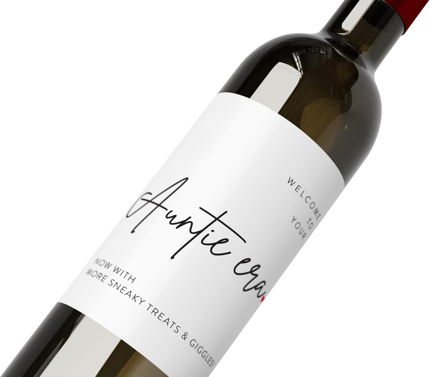 OZ DECO Wine Labels for Pregnancy Announcement & Auntie-To-Be Celebration - Welcome to Your Auntie Era - Waterproof, Easy Apply - 2-Pack, Made in Australia (M) image number 1