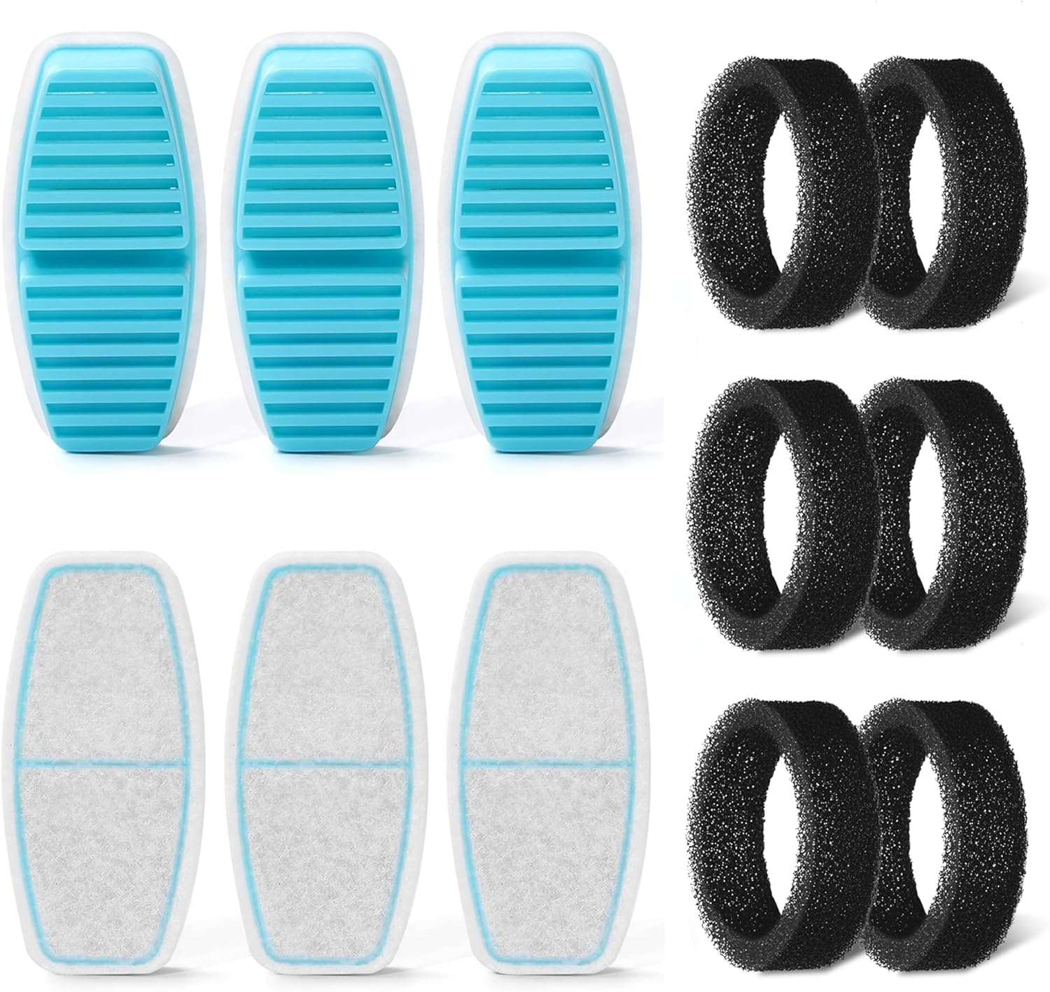 FOFNON Cat Water Fountain Filters: 12 Cat Fountain Replacement Filter for FOFNON Pet Water Fountain - 3 Months Set of Pet Fountains Filter - Including 6 Pieces Filters + 6 Pieces Sponges image number 4