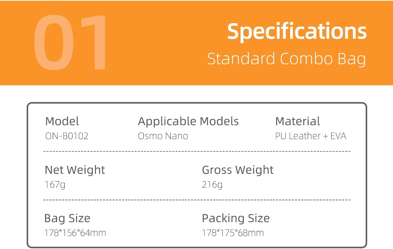 Protective Carrying Case for DJI Osmo Nano Standard Combo, Portable PU Protective Carry Bag Travel Storage Bag Protective Cover for DJI Osmo Nano Action Camera Accessories (Black) image number 6