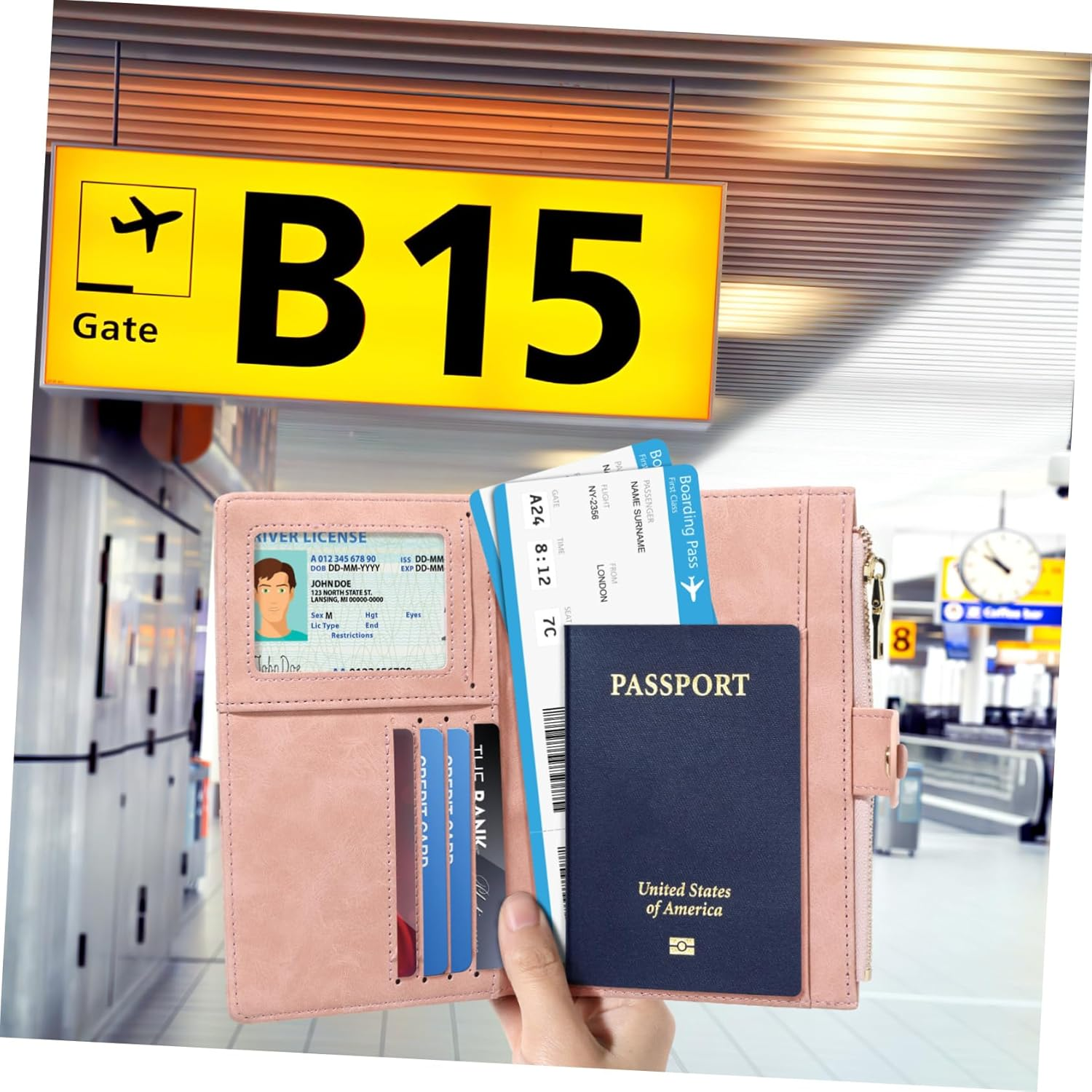 COMPUKAS Multifunctional Holder Wallet Card Holder Purse Travel Organizer for Women and Men, Passport Storage Cover Travel Document Case