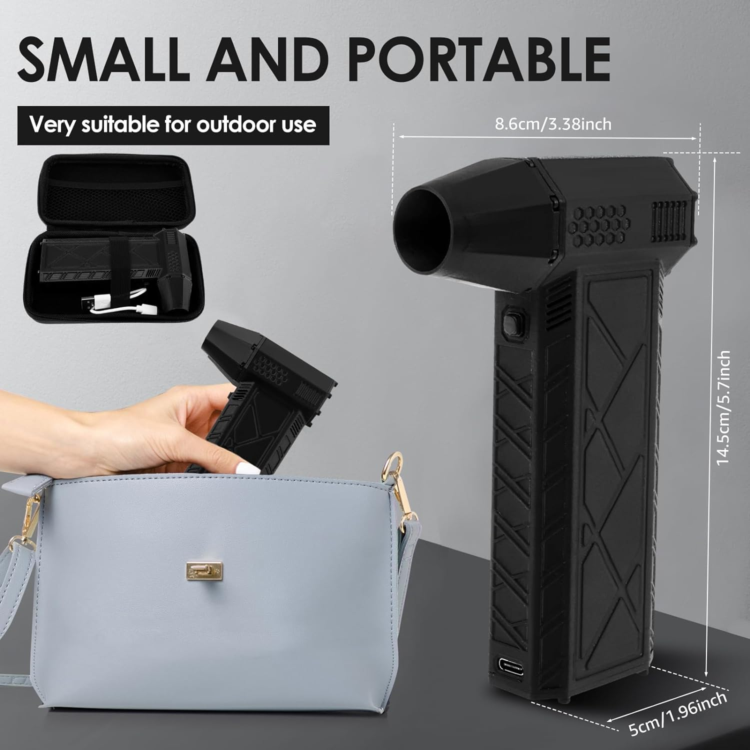 Mini Jet Blower, 130000 RPM Portable Dry Air Blower, 8000Mah Super Fan, Hand Held Powerful Violent Fan for Car Hair Keyboard Sofa Camera image number 5