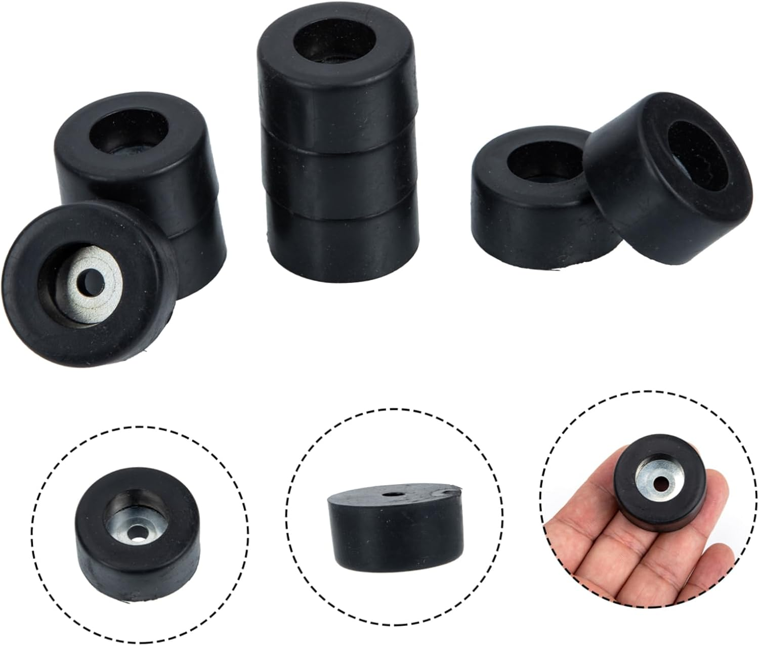 ELAYARD Speaker Spike Pads Rubber Floor Protectors 8Pcs 38X20Mm Anti-Vibration Base Pads for Amplifiers and Hifi Audio Equipment Suitable for Stage and Home Use Black image number 2