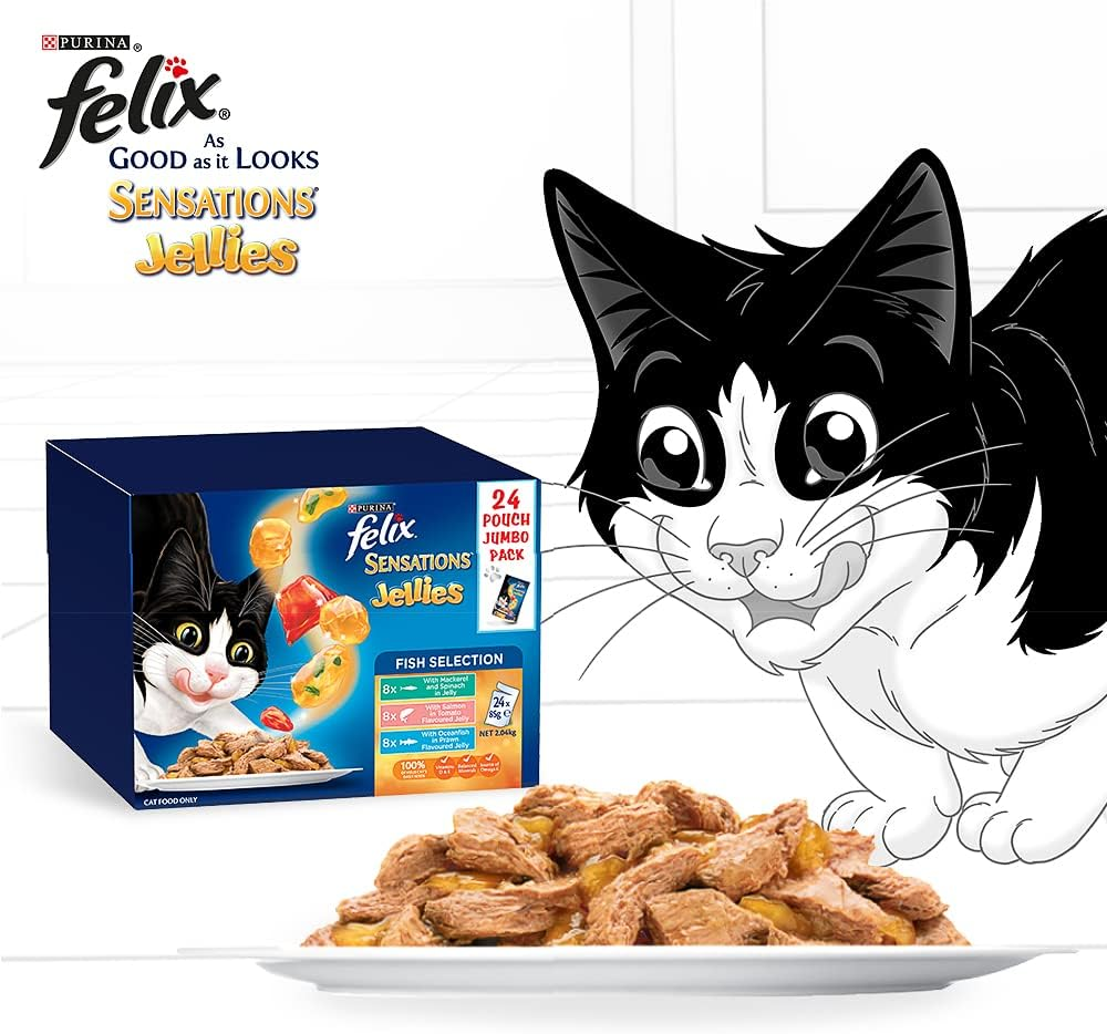 FELIX Sensations Adult Wet Cat Food Fish Selection Jellies 48X85G image number 5