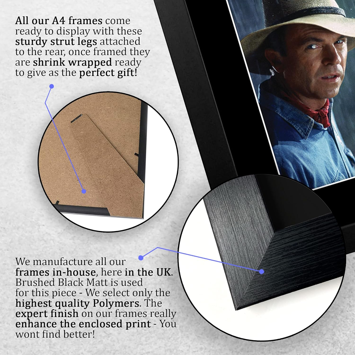 HWC Trading FR A4 Sam Neill Jurassic Park Gifts Printed Signed Autograph Picture for Movie Memorabilia Fans - A4 Framed image number 1