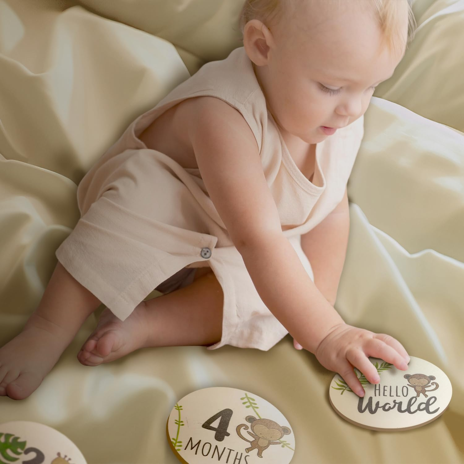 7 Pcs Baby Milestone Cards, Wooden Double-Sided Wooden Monthly Newborn Welcome Signs for New Parents Gift Set Newborn Infants 0-12 Months Growth Recording Y8YELCBKP image number 4