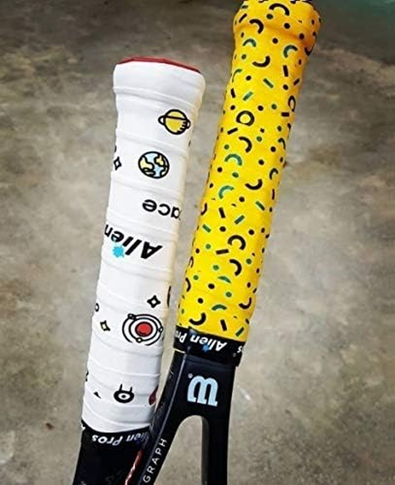 Alien Pros Tennis Racket Grip Tape (6 Grips) - Precut and Dry Feel Tennis Grip - Designer Tennis Overgrip Grip Tape Tennis Racket - Wrap Your Racquet for High Performance (6 Grips) image number 5