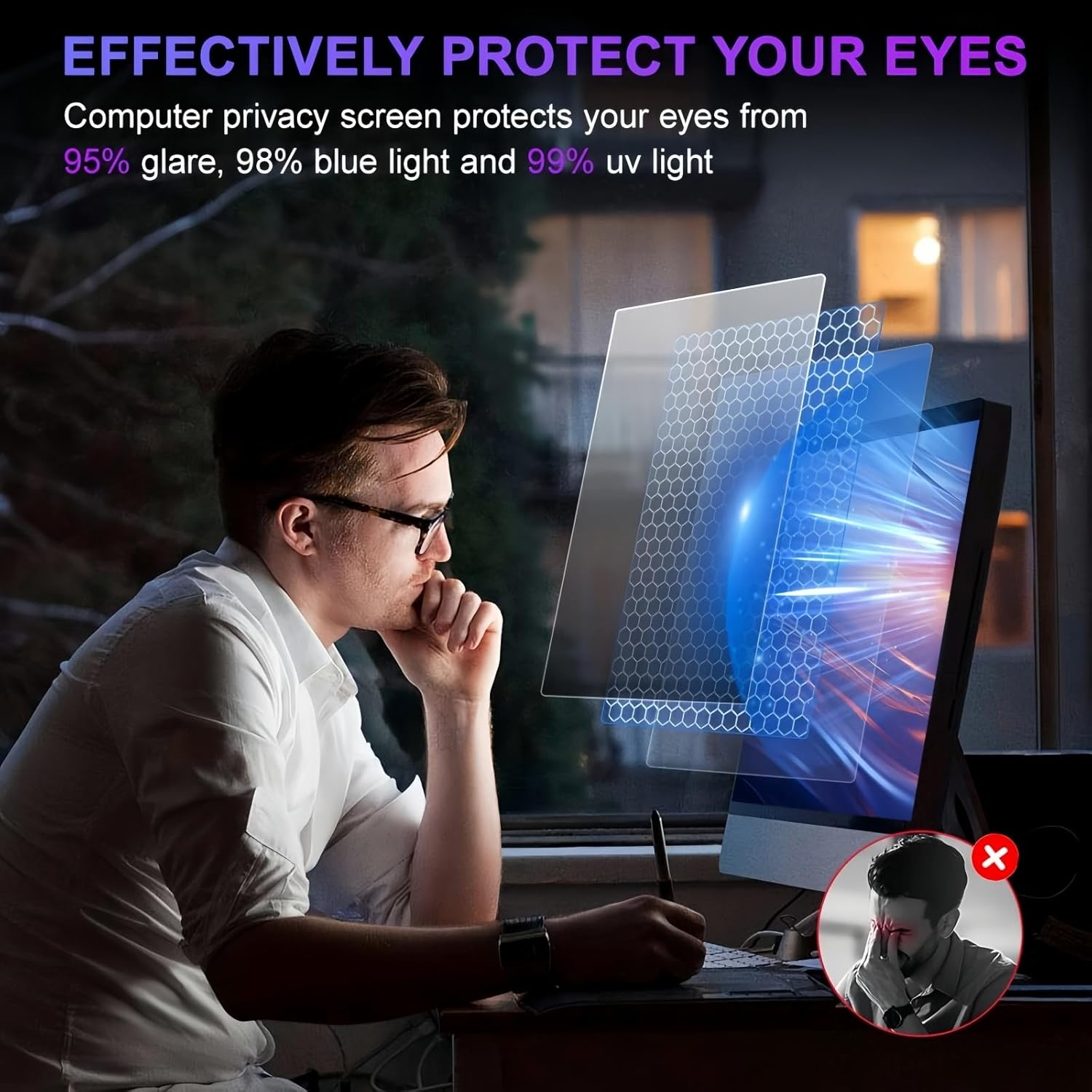 Ssumght [2-Pack] 27 Inch Privacy Screen for Monitor Computer Screen Privacy Filter for 16:9 Widescreen Monitor Desktop PC Anti-Glare Protector and Blue Light Uv-Blocking image number 5