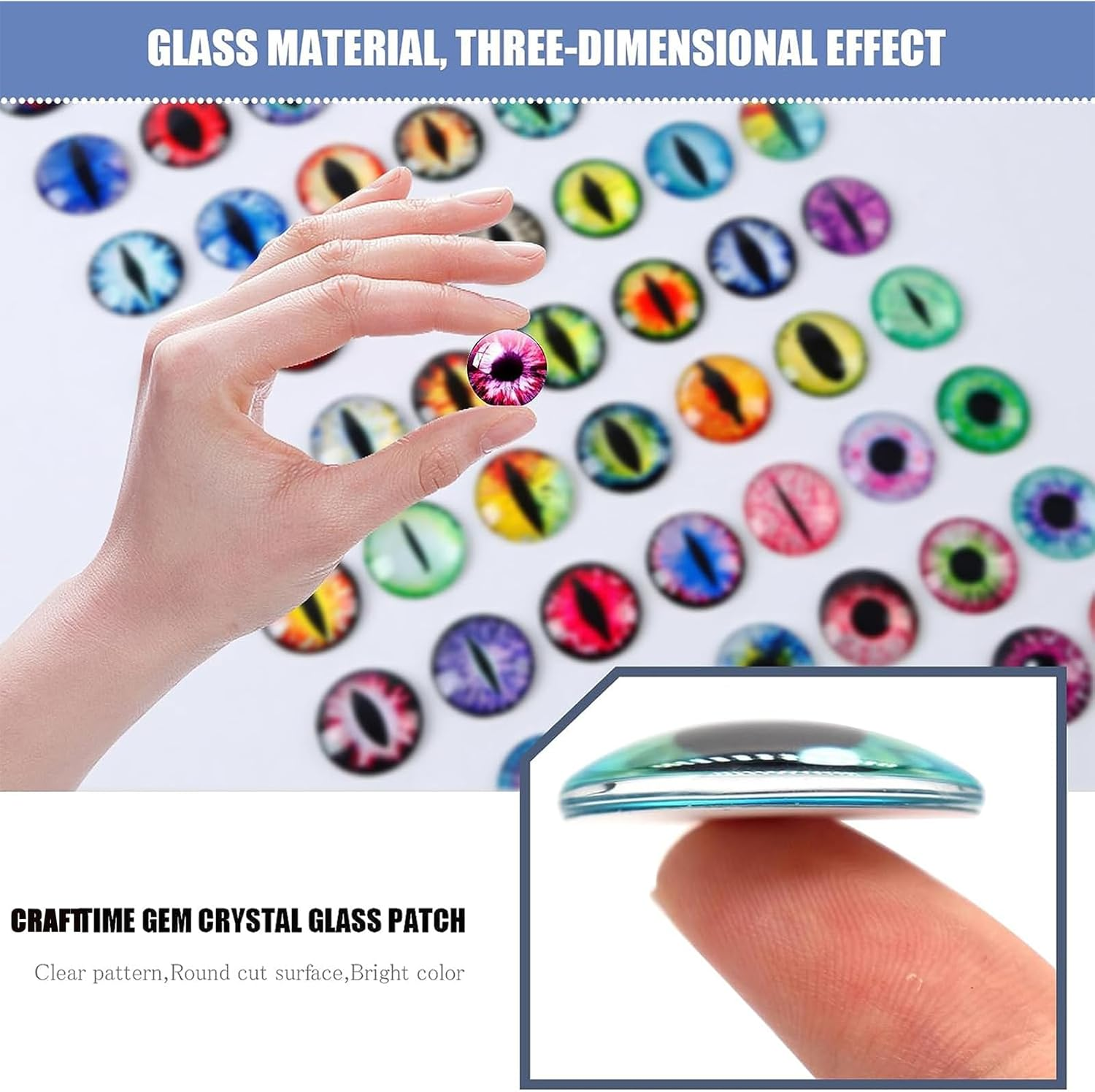 ZZBUY 100PCS 18MM Dragon Eyes for Crafts Realistic Cat Dragon Glass Eyes Cabochon for Crafts Doll Making Stuffed Plush Jewelry Making