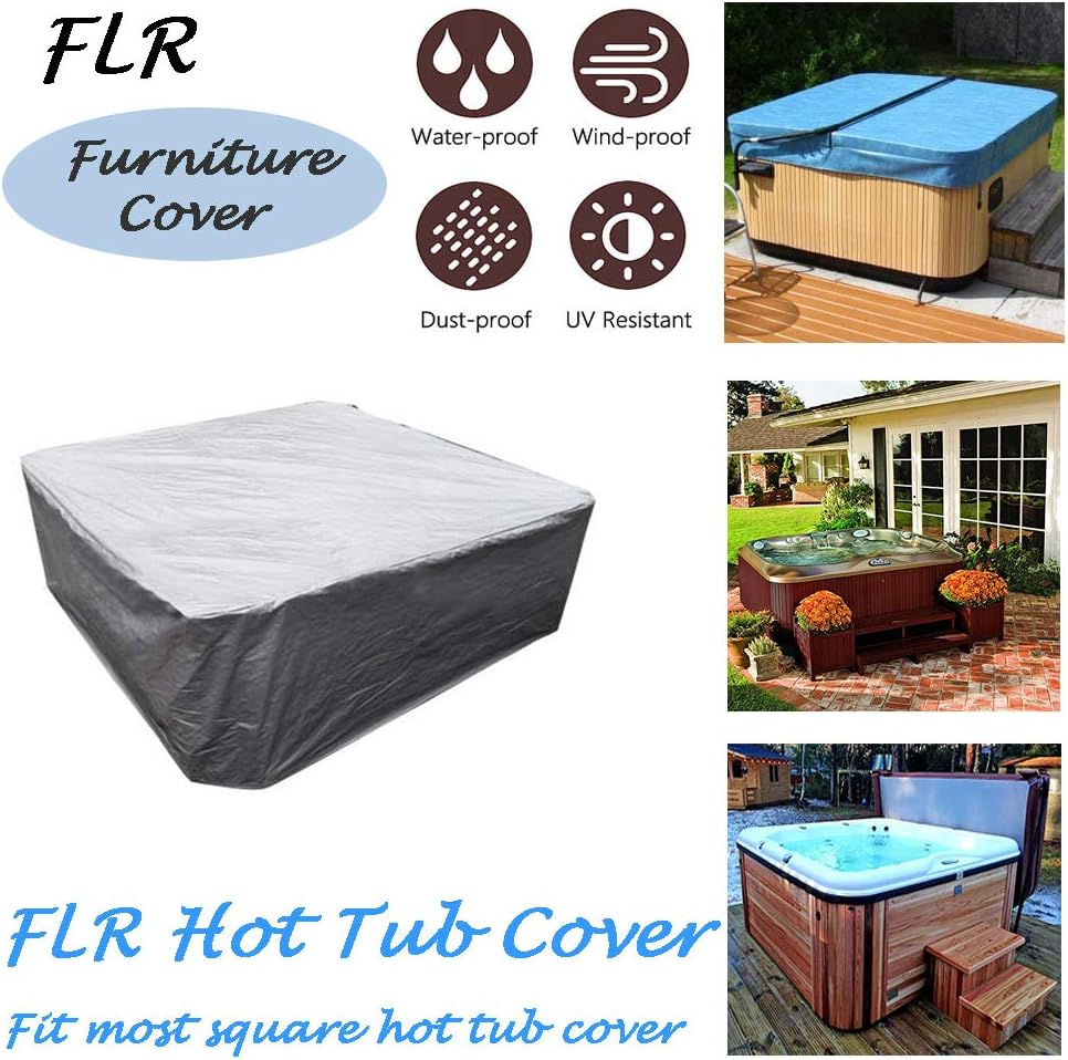 FLR 79&rdquo;L X 79&rdquo;D X 33&rdquo;H Hot Tub Cover Outdoor SPA Covers Swimming Pool Waterproof Dust Proof Cover (Silver, 94X94X33 Inch)