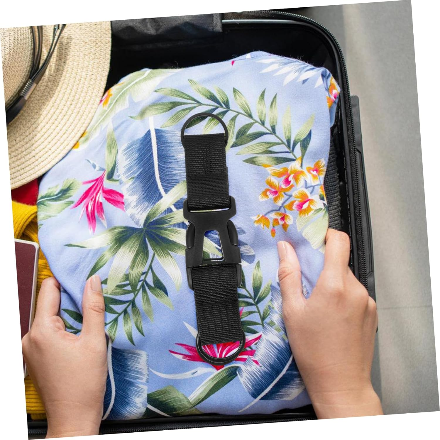 WESIEVYA Multi-Function Luggage Strap and Buckle for Suitcase Fixing, Portable Travel Bag Clip with Quick Release Buckle, Adjustable Black Travel Gear Accessory for Outdoor and Trip Use image number 1