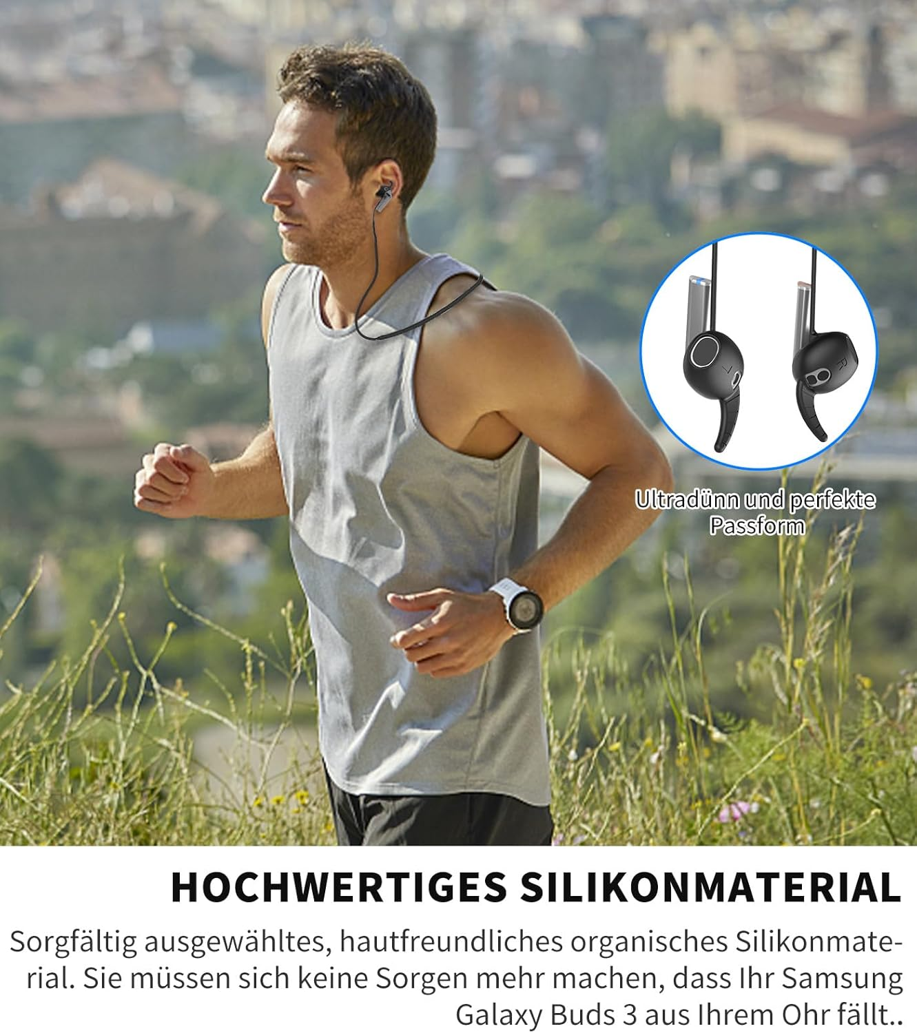 Compatible with Anti-Lost Strap for Galaxy Buds 3, Compatible with Samsung Galaxy Buds 3 (2024) Wireless Bluetooth Earbuds Neck Rope, Headphones Sports Silicone Holder Band Strap (Black) image number 6