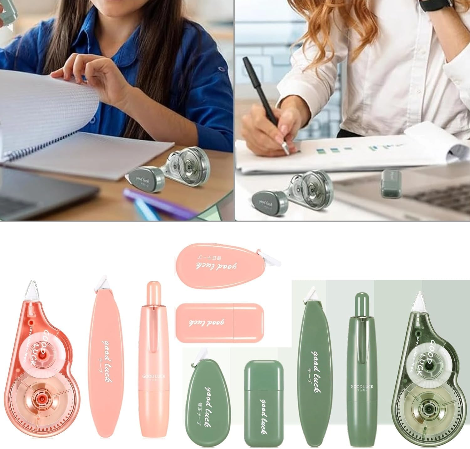 Lyfengdeam 5 Pcs Aesthetic Correction Tape Set Cute Tapes Quick Dry Easy to Use Applicator for Instant Corrections Students School Office Home Supplies White Out Correct - Macaron Color (Pink) - Pink image number 5