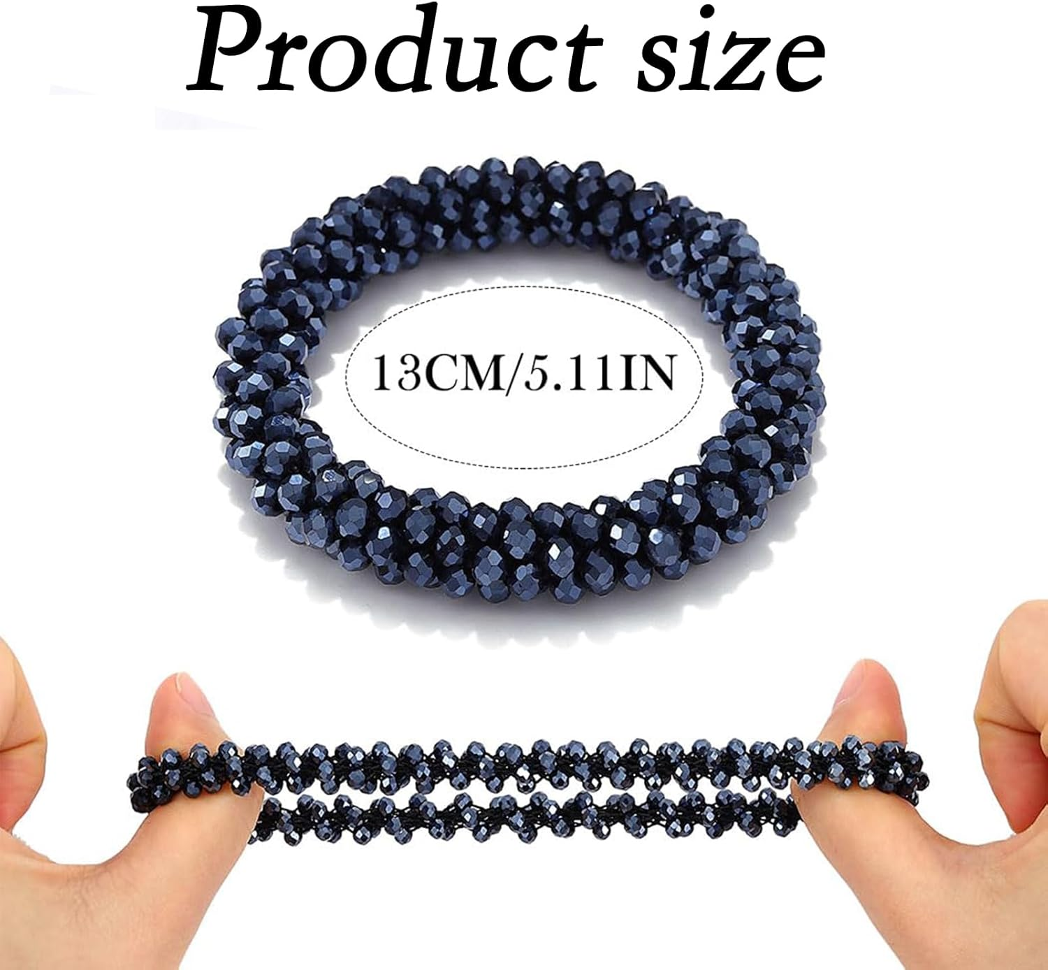 WERIGONI Pack of 3 Glitter Stones Hair Accessories for Women Elastic Headband Crystal Bracelet Gifts for Women image number 2