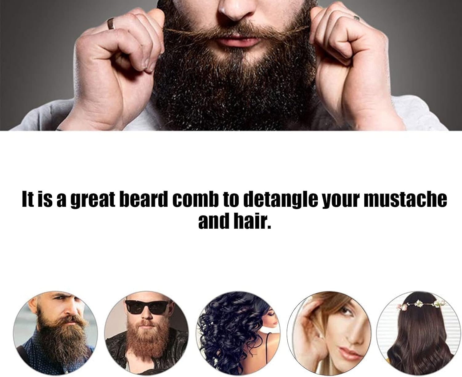 Heanvmyss Folding Beard Combs for Men,3 Pcs Mini Portable Moustache Comb,Fine Tooth Comb,Anti-Static Plastic Hair Care Styling for Travel and Daily Use(Black) image number 3