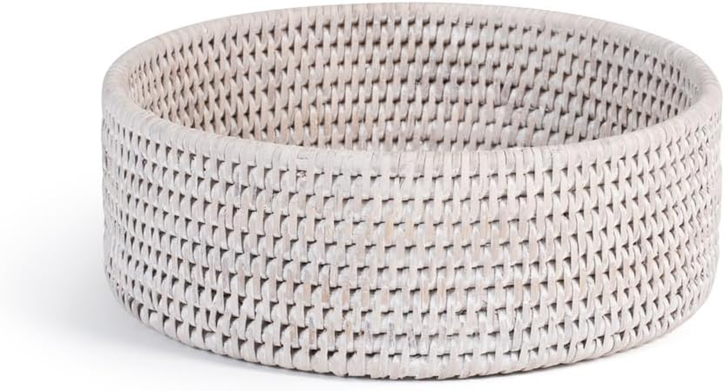 H&H White Rattan Basket, 22 X H7 Cm