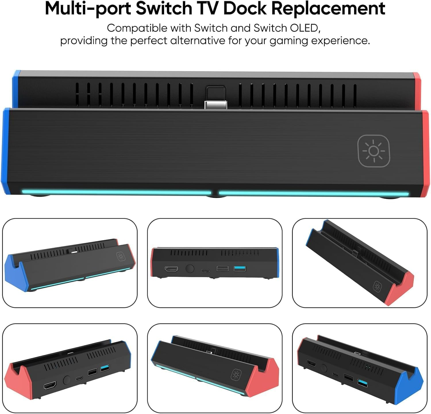 ZONEY Switch Dock TV Dock Station for Switch/Switch Oled，With 4K@60Hz HDMI Output/Type C Port/Usb 3.0 Port for Nintendo Switch (Black) image number 1