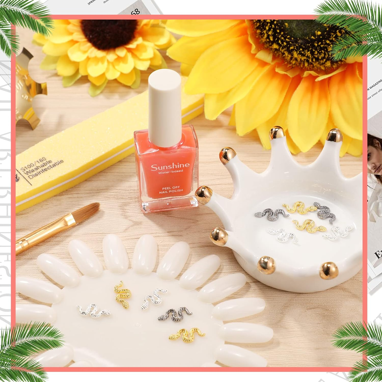 12 Pcs 3D Snake Nail Charms 3D Nail Charms with Rhinestones Alloy Snake Wave Crystal Rhinestones Nail Snake Art Metal Nail Jewelry Accessories Gold Silver Black Nail Charms for Nail Art Decoration DIY